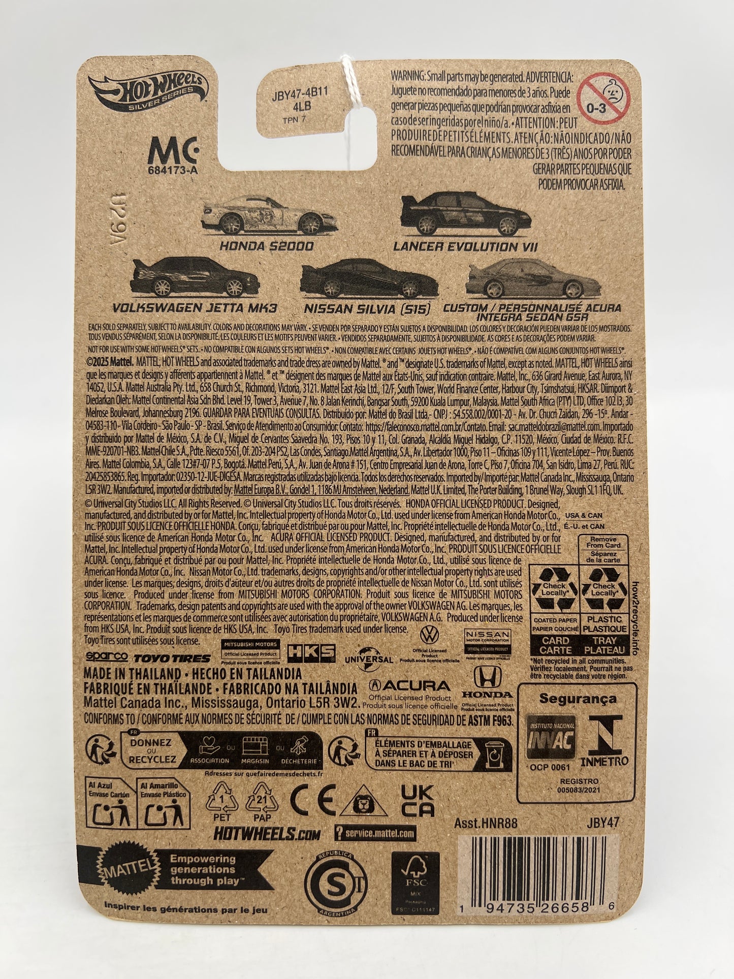 Hot Wheels Silver Series Fast & Furious Graphic Remix #2 Lancer Evolution VII Blue 74B