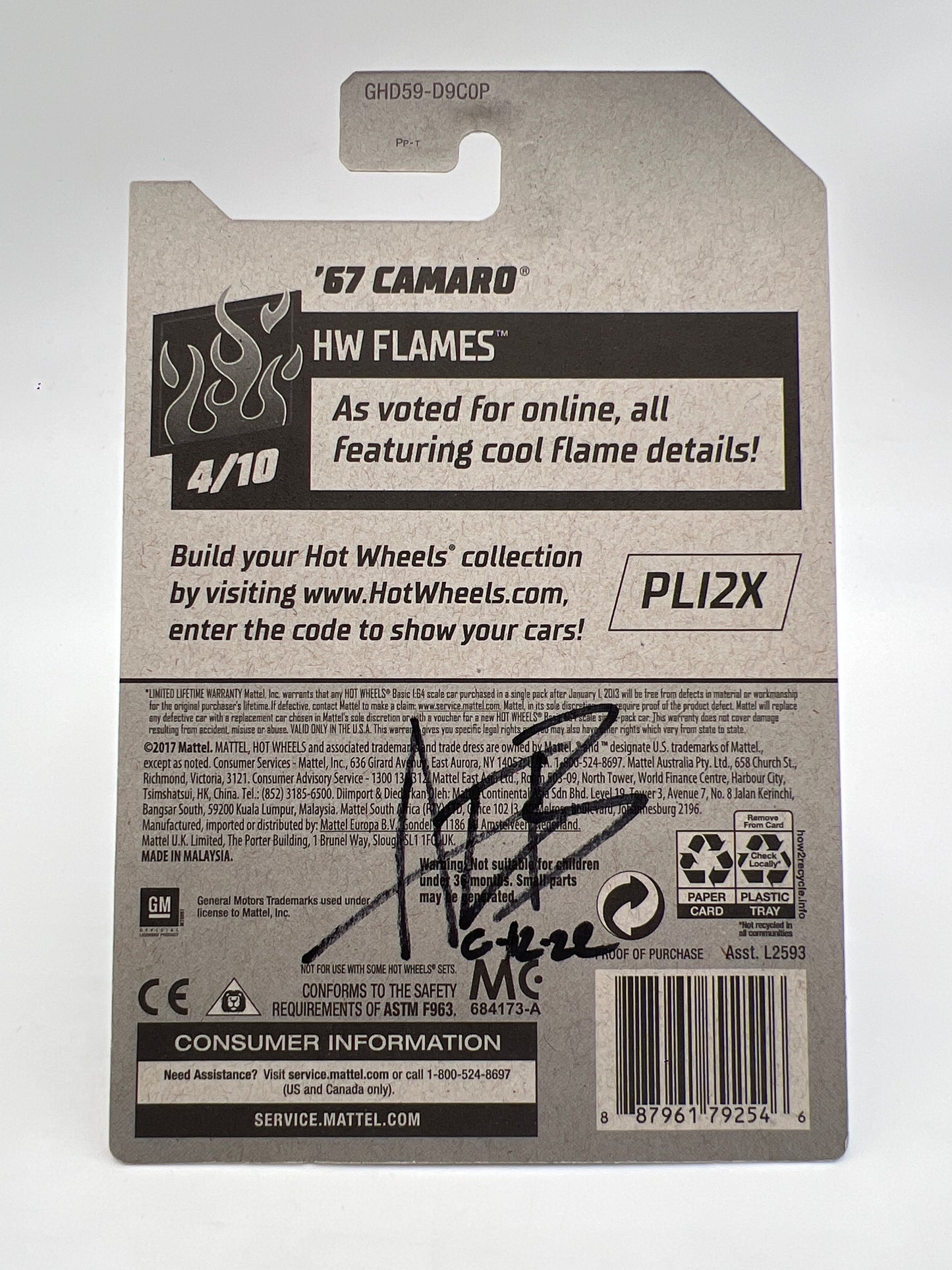 Hot Wheels 67 Camaro Brown Wheel Swap Custom On Card W/Protector SR