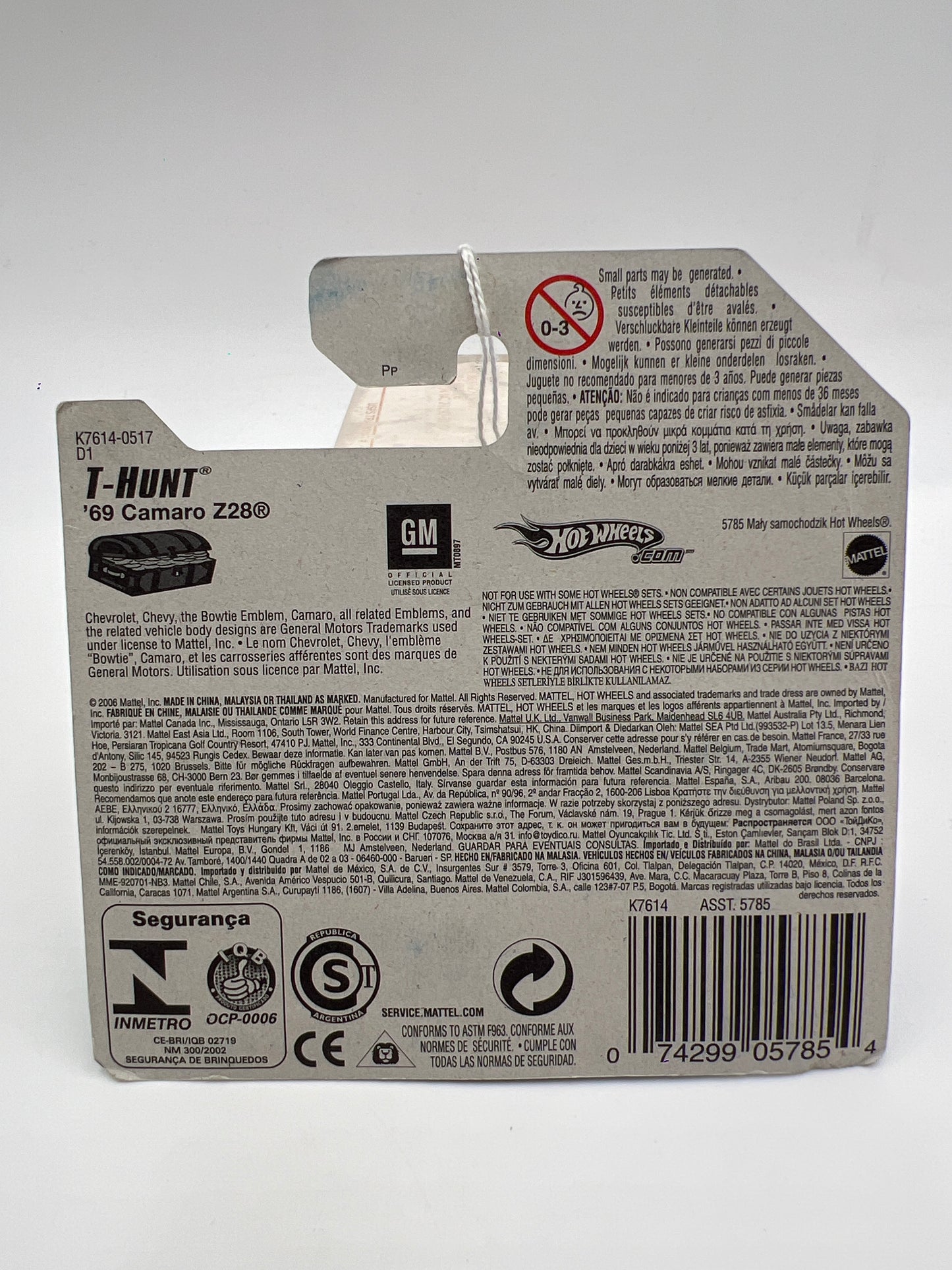 2007 Hot Wheels Short Card Treasure Hunt #123 69 Camaro Z28 Green Tooned 282B