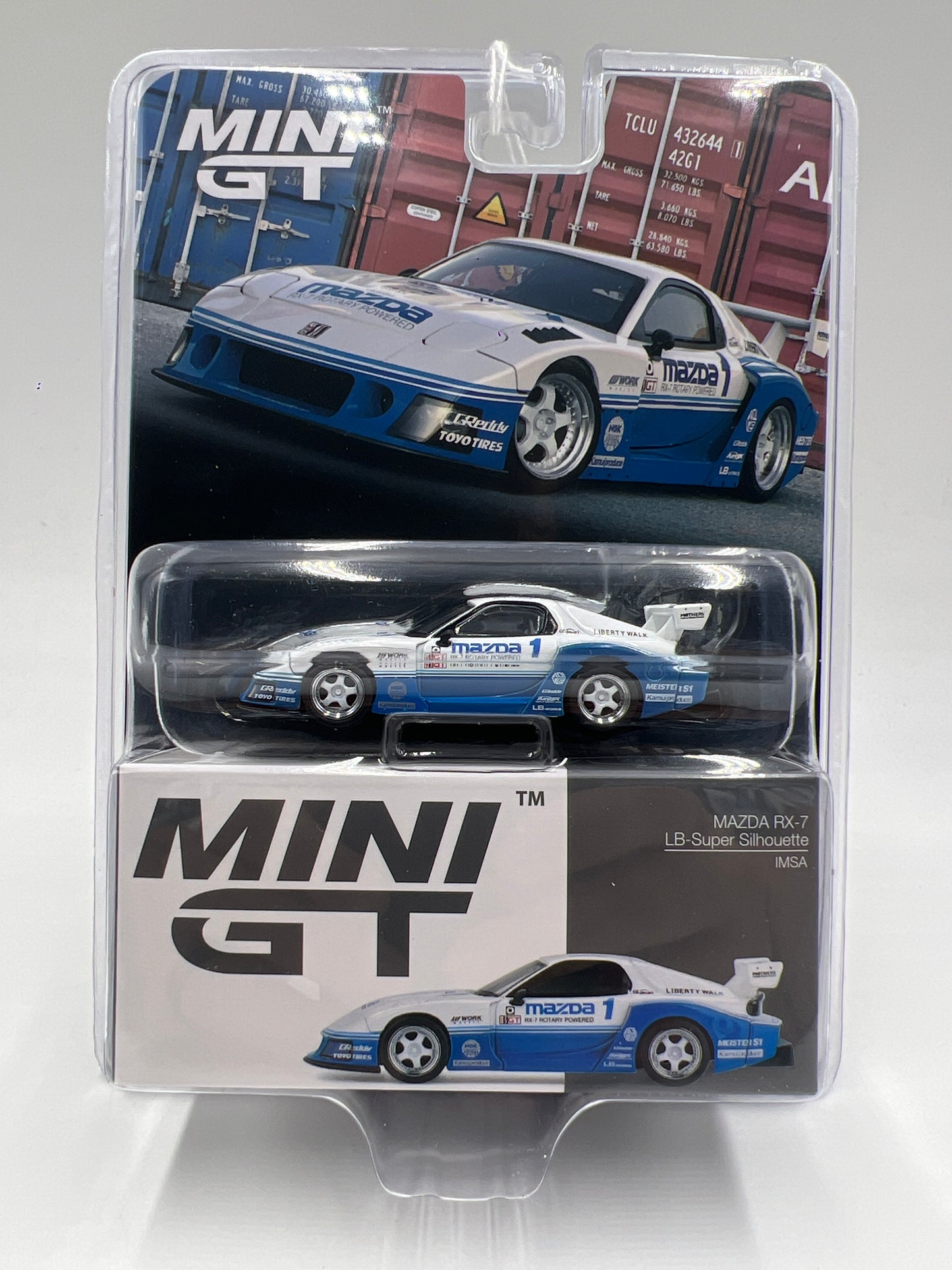 Mini GT #1011 Mazda RX-7 LB-Super Silhouette IMSA White/Blue