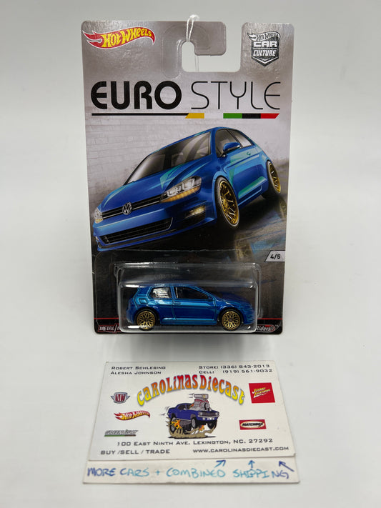 Hot Wheels Premium Euro Style #4 Volkswagen Golf MK7 Blue 245J