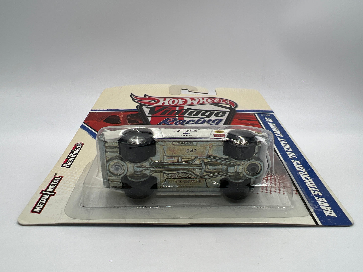 Hot Wheels Premium Vintage Racing #4 Dave Stricklers 70 Chevy Camaro RS White W/Protector