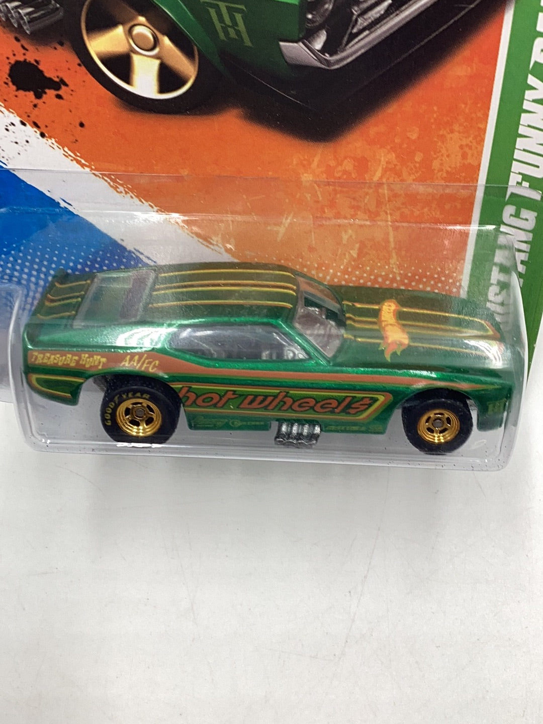 2011 hot wheels super treasure hunt #60 71 Mustang Funny Car W/ Protector