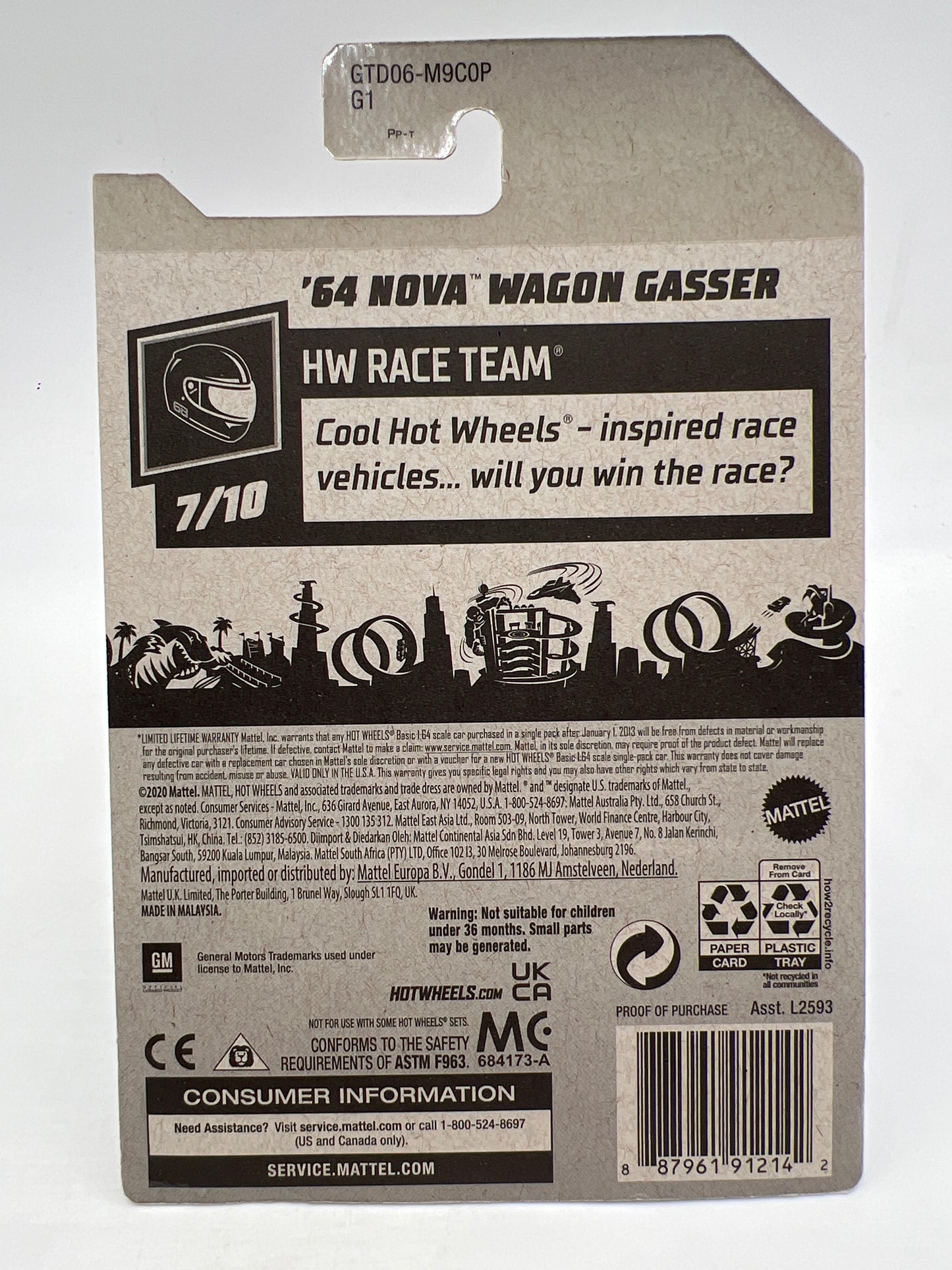 2021 Hot Wheels Super Treasure Hunt #232 64 Nova Wagon Gasser Blue W/Protector