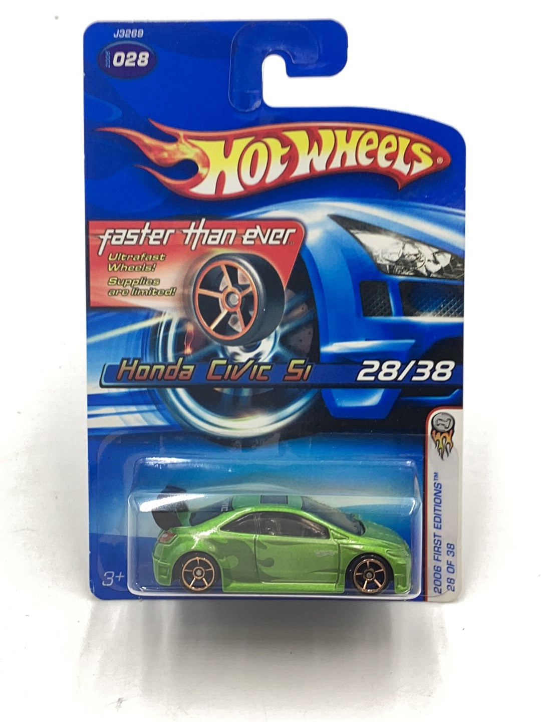 2006 Hot wheels #28 Honda Civic Si FTE Faster Than Ever with protector