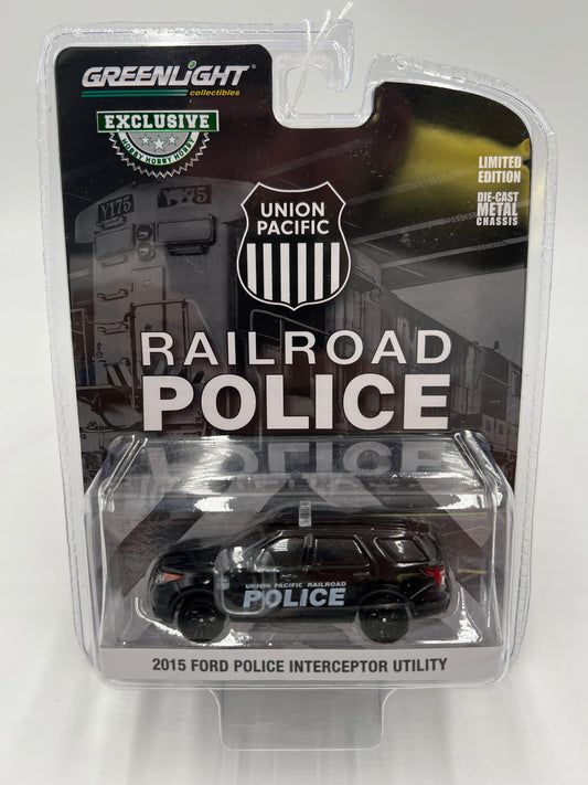 Greenlight Union Pacific Railroad Police 2015 Ford Police Interceptor Utility Black 181E