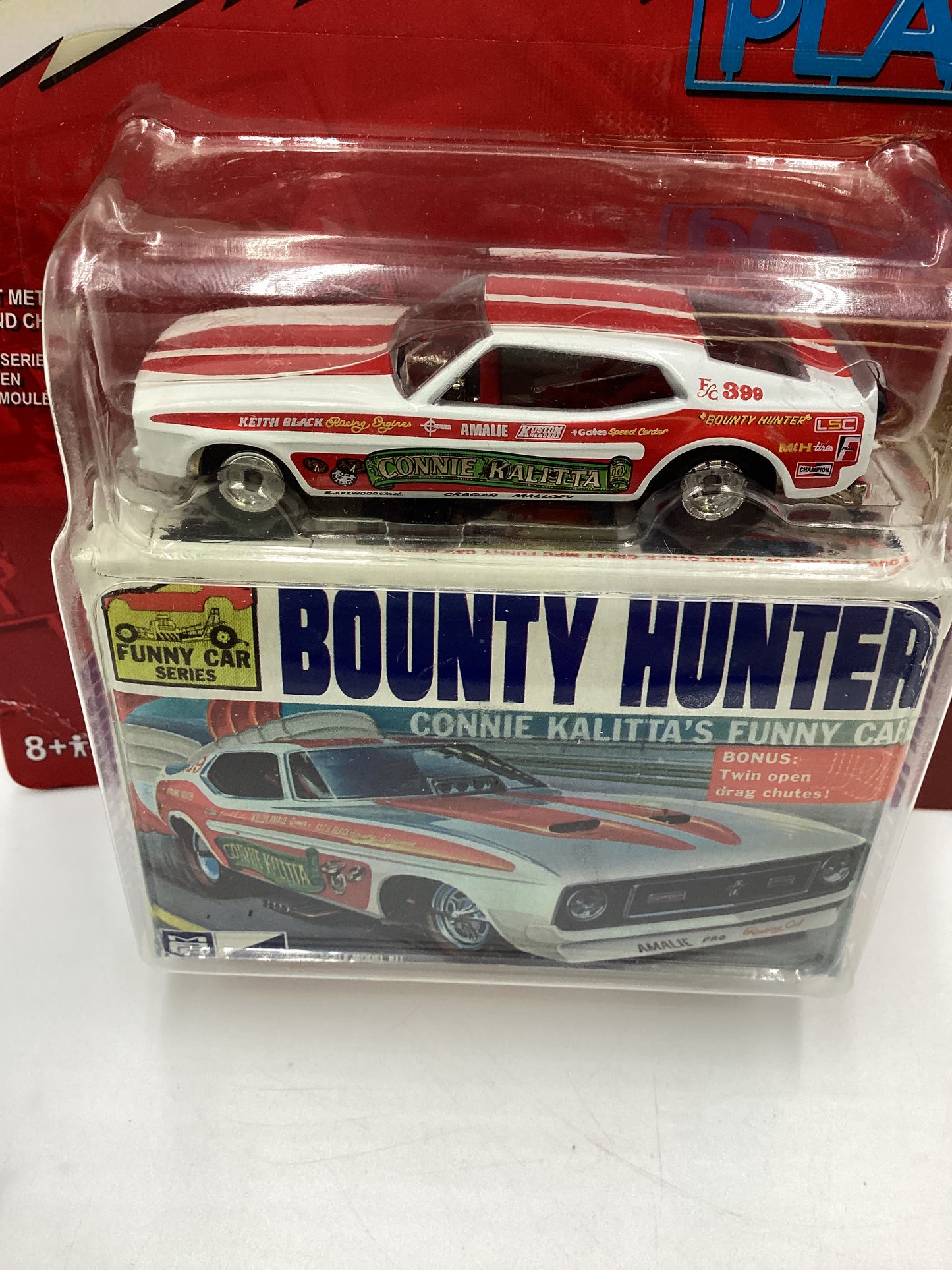 Johnny lightning Classic Plastic #9 Bounty Hunter Kalittas 73 Mustang Funny Car White 231D