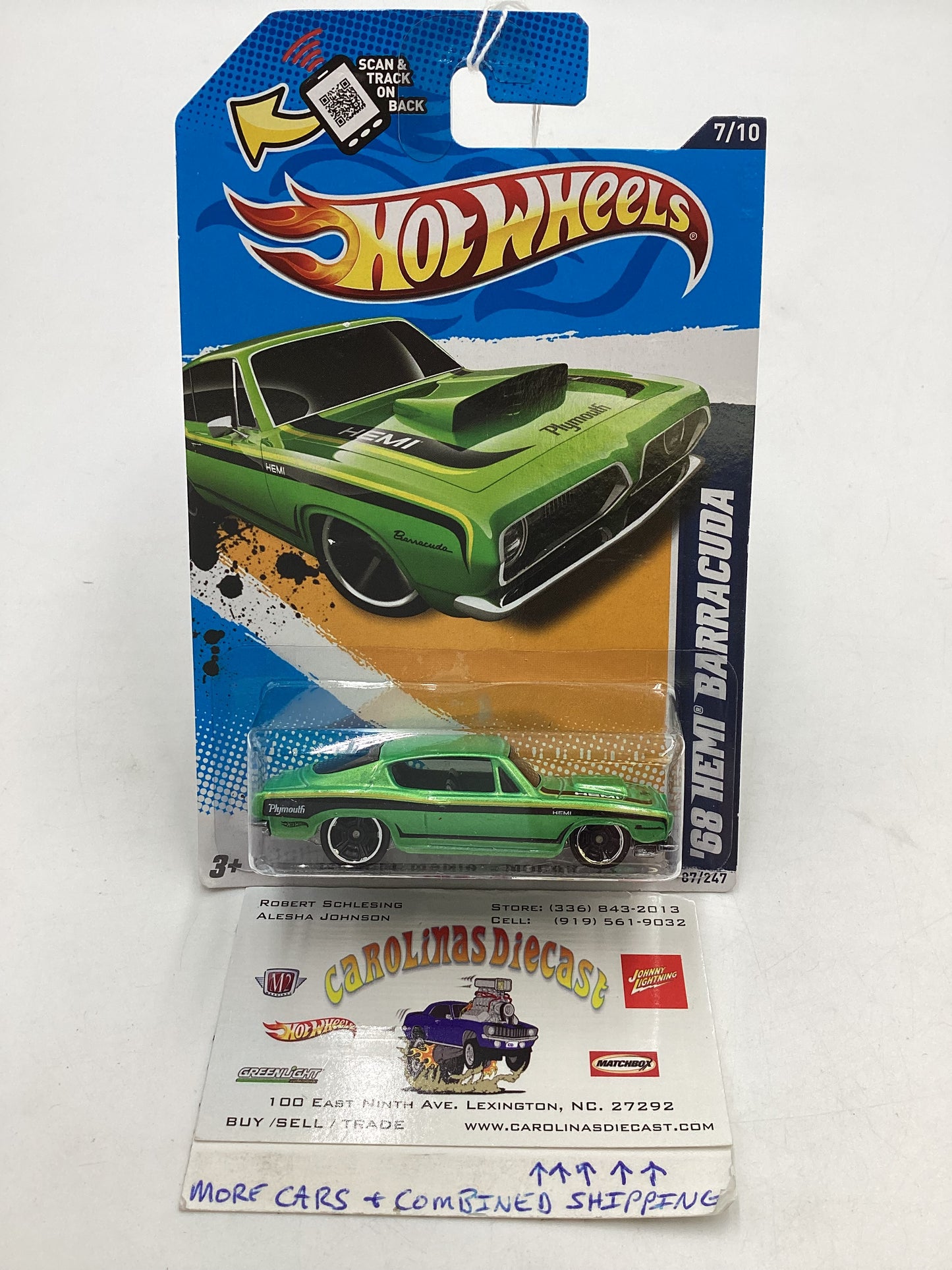 2012 Hot Wheels Muscle Mania #87 68 Hemi Barracuda Green 36H