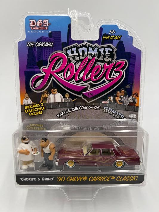 Greenlight x DGA Homie Rollerz 90 Chevy Caprice Classic Maroon & Chorizo/Rhino