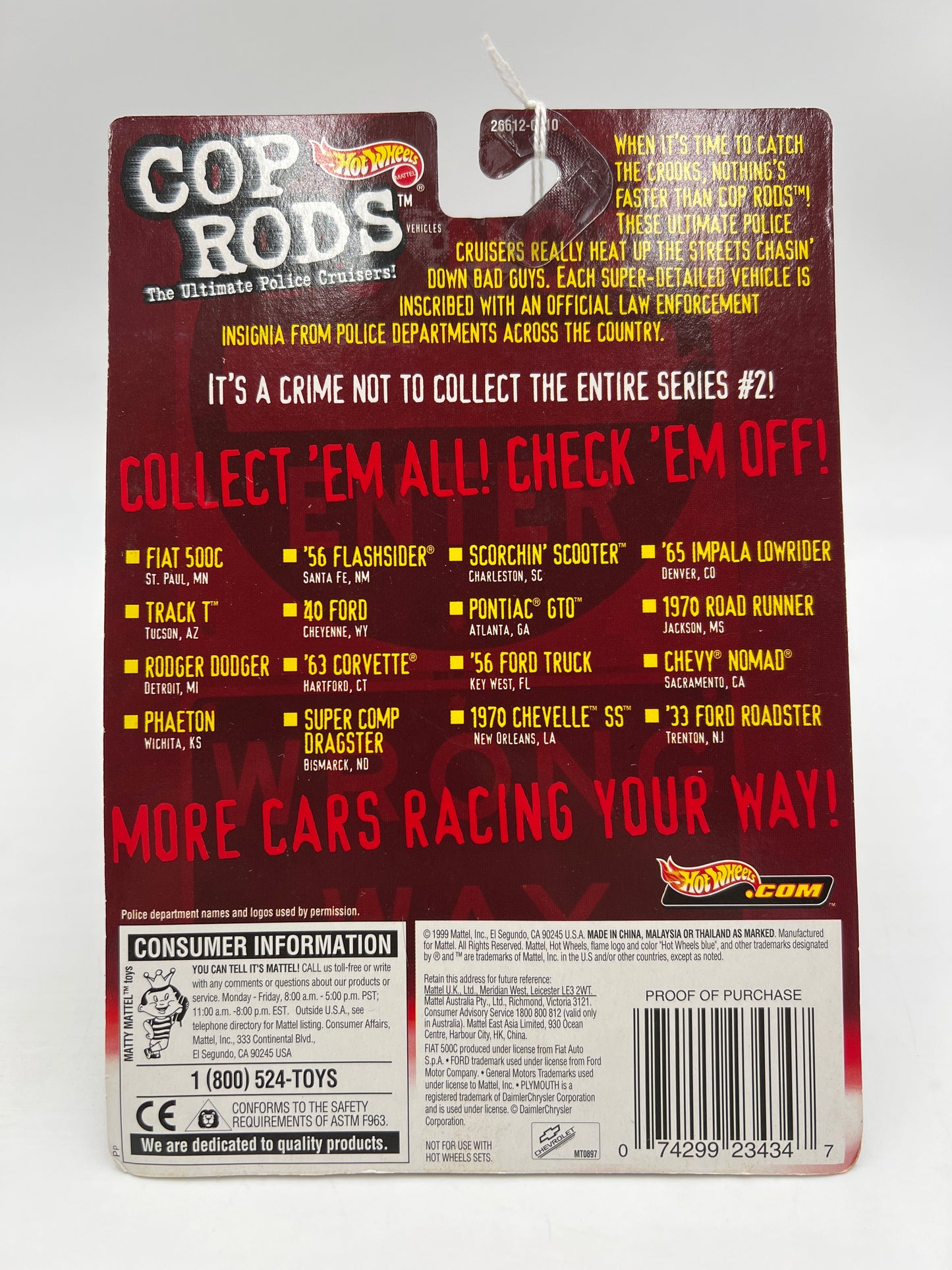 Hot Wheels Cop Rods Series 2 Bismarck ND Super Comp Dragster SR