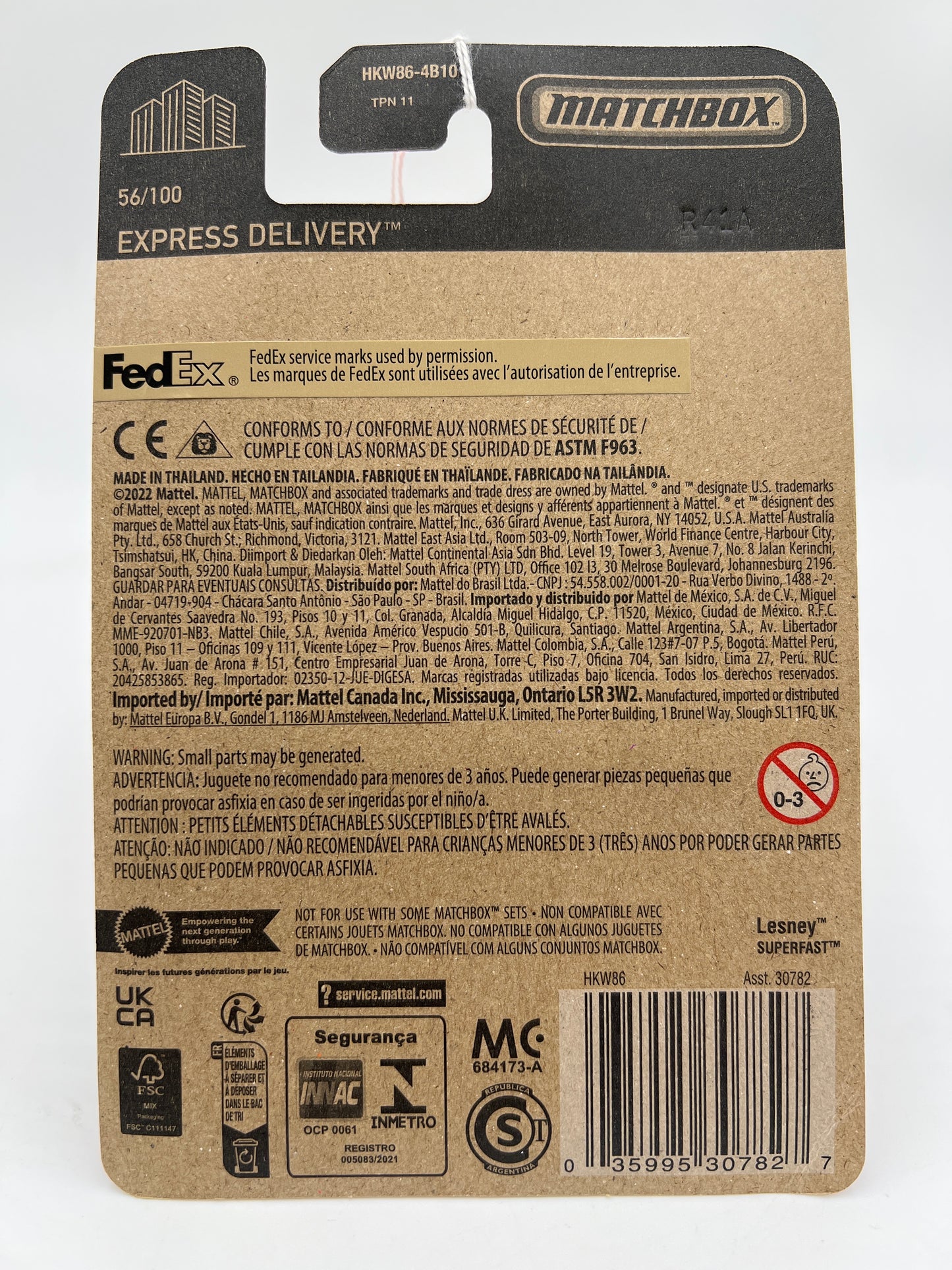 Matchbox 70 Years #56 Express Delivery FedEx White 210D