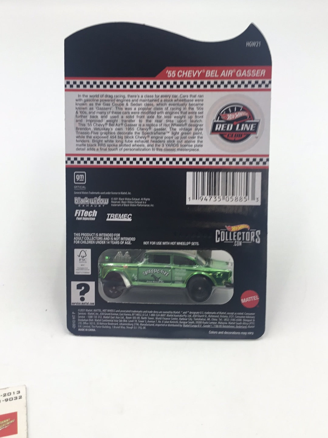 Hot wheels redline club 55 Chevy Bel Air Gasser with protector