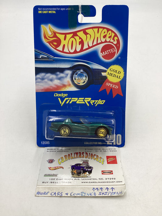 Hot Wheels Blue Card Collector No. 210 Dodge Viper R/T 10 Green UH Gold Wheels 240D