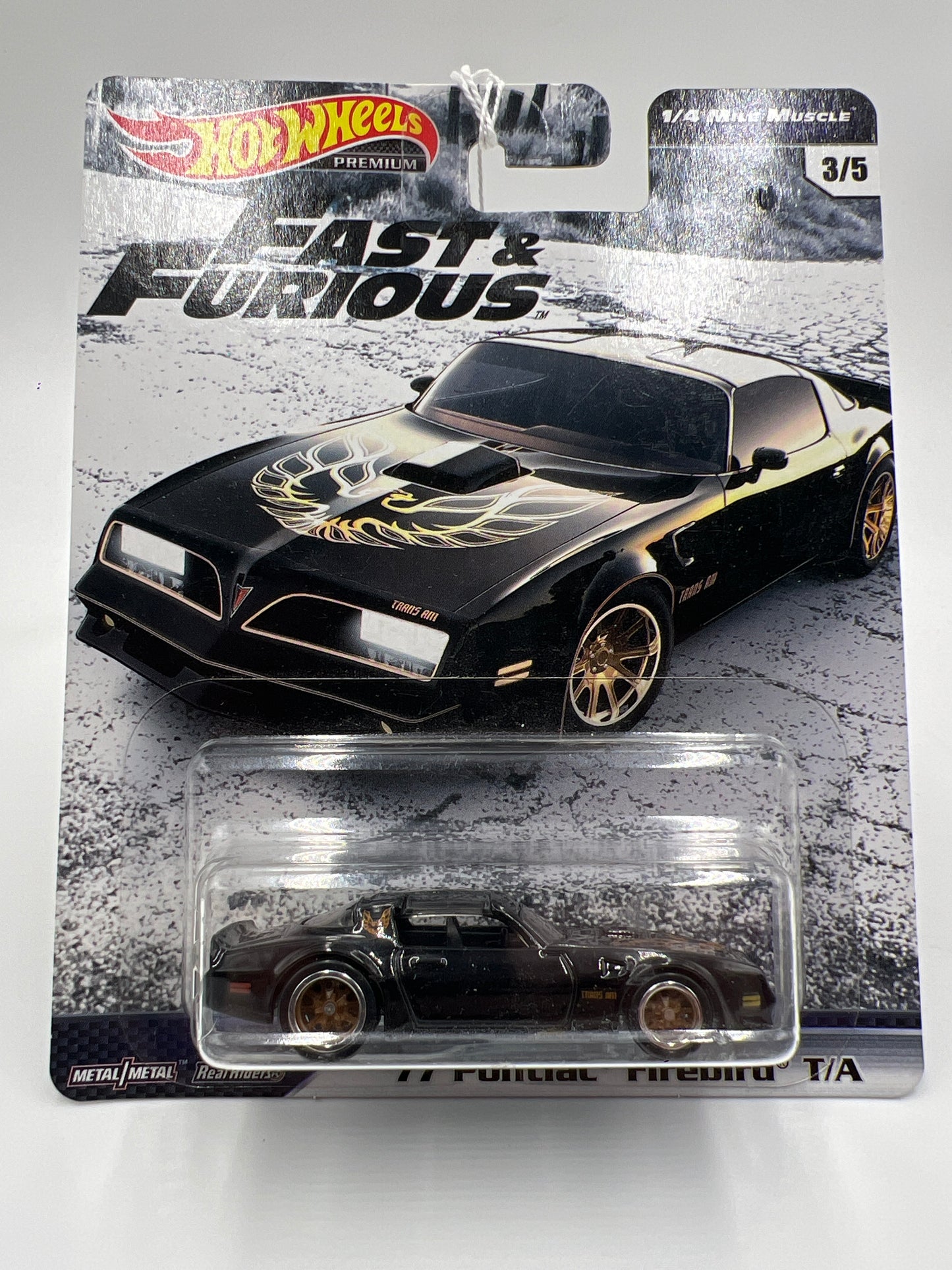 Hot Wheels Fast and Furious 1/4 Mile Muscle #3 77 Pontiac Firebird T/A Black Cracked Blister