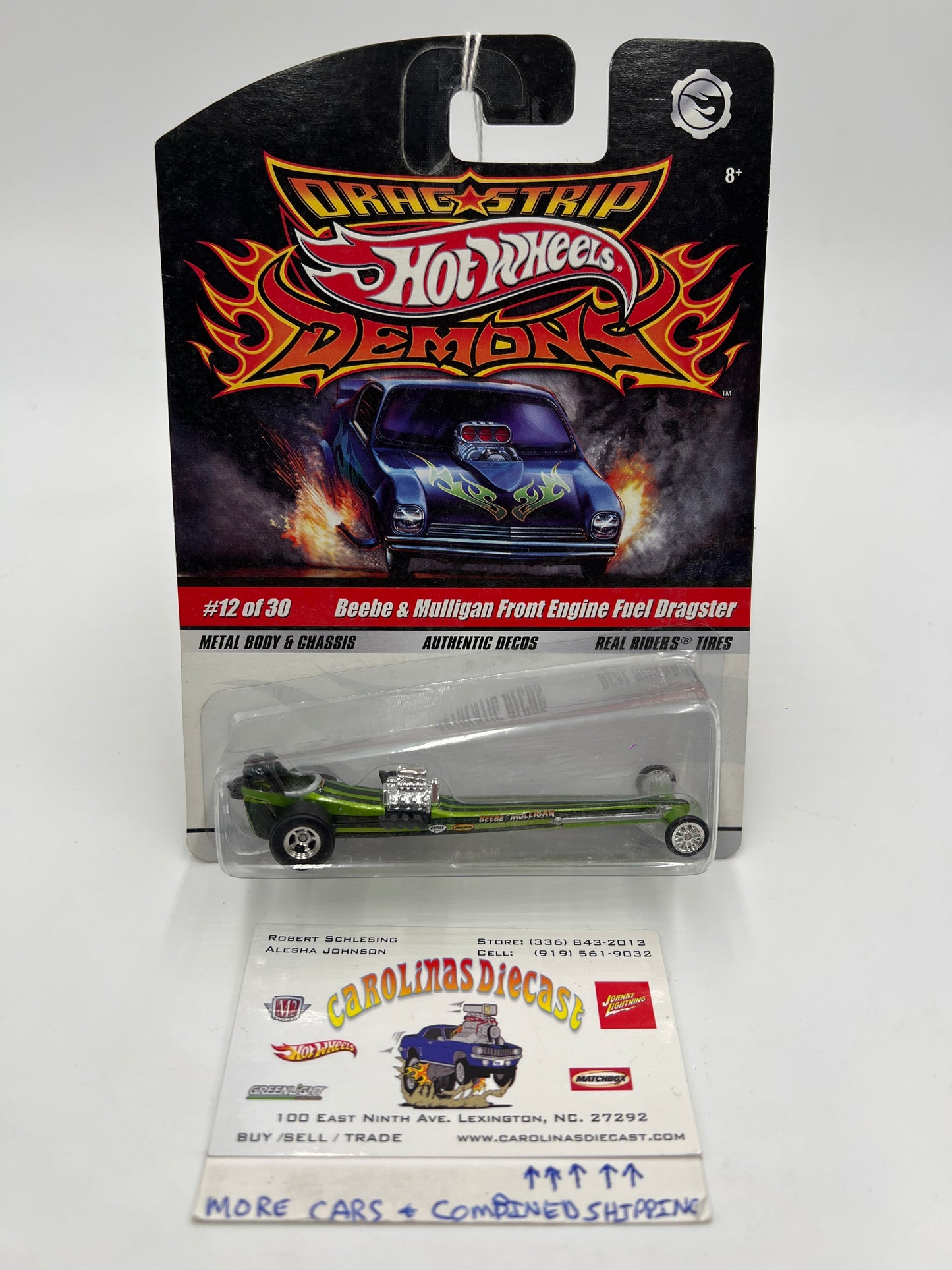 Hot Wheels Premium Drag Strip Demons #12 Beebe & Mulligan Front Engine Fuel Dragster Green