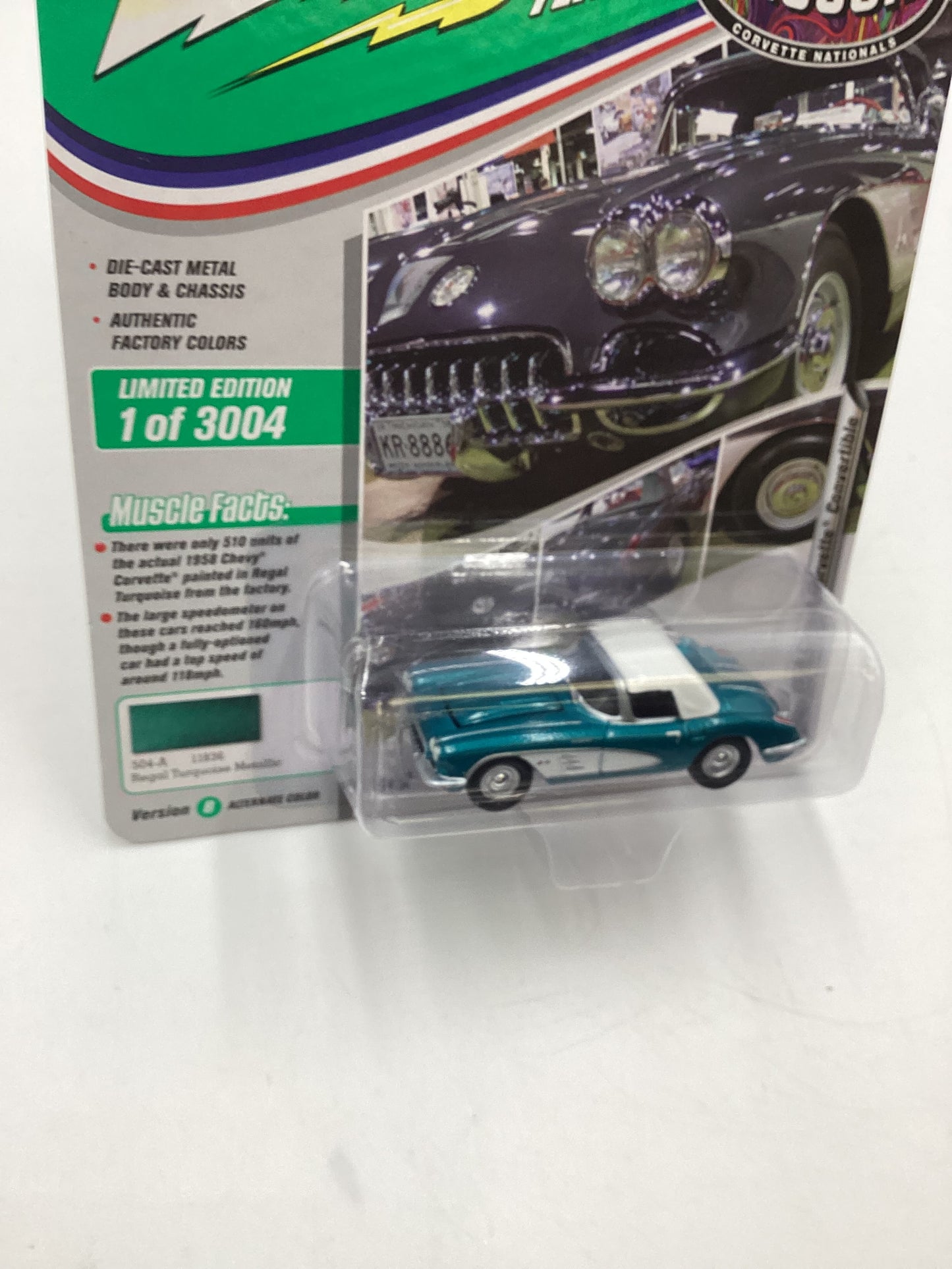 Johnny Lightning Muscle Cars USA MCACN Release Version 3 1958 Chevy Corvette Convertible Turquoise 185B