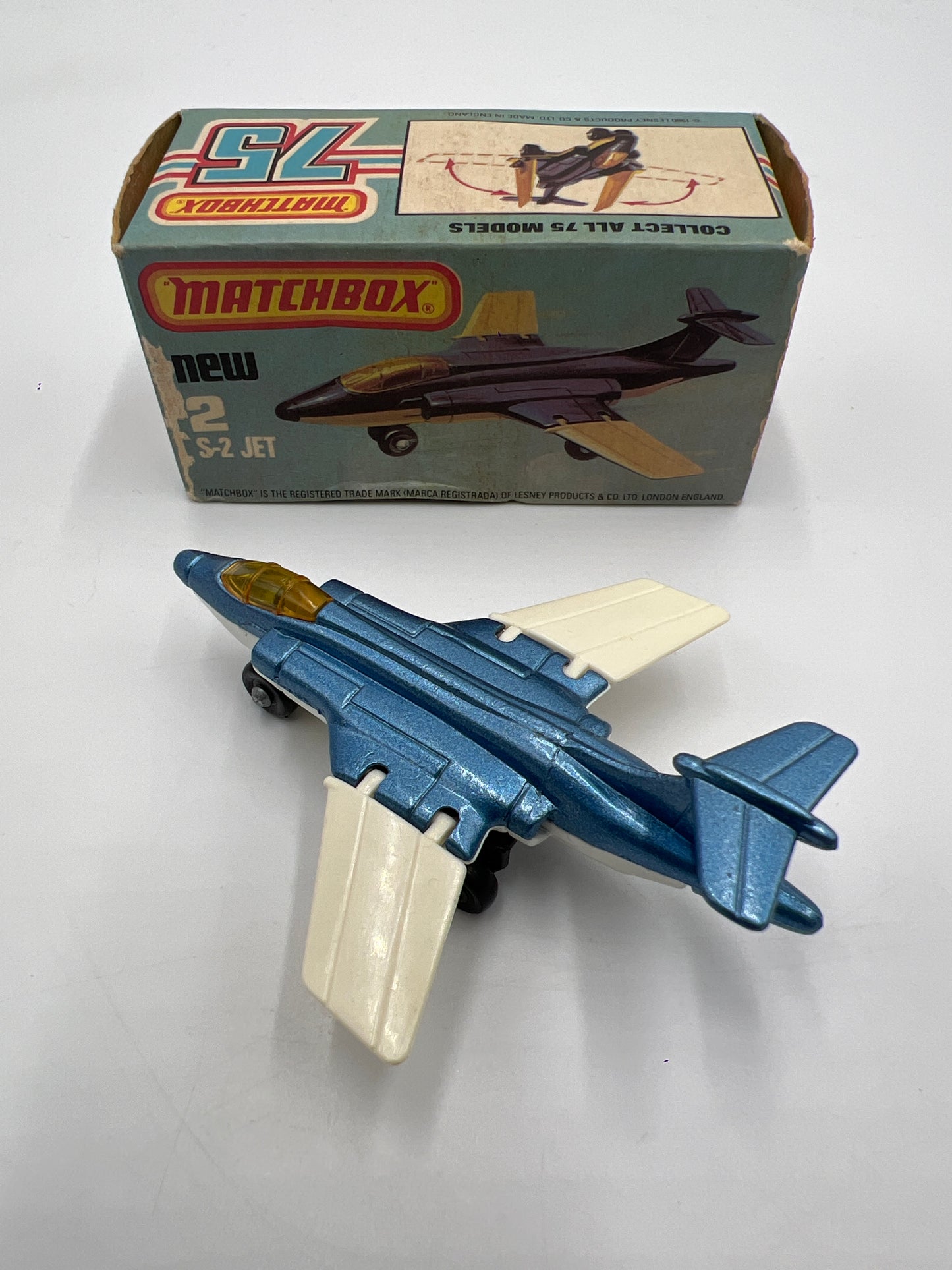 Matchbox 75 #2 S-2 Jet W/Box Blue/White