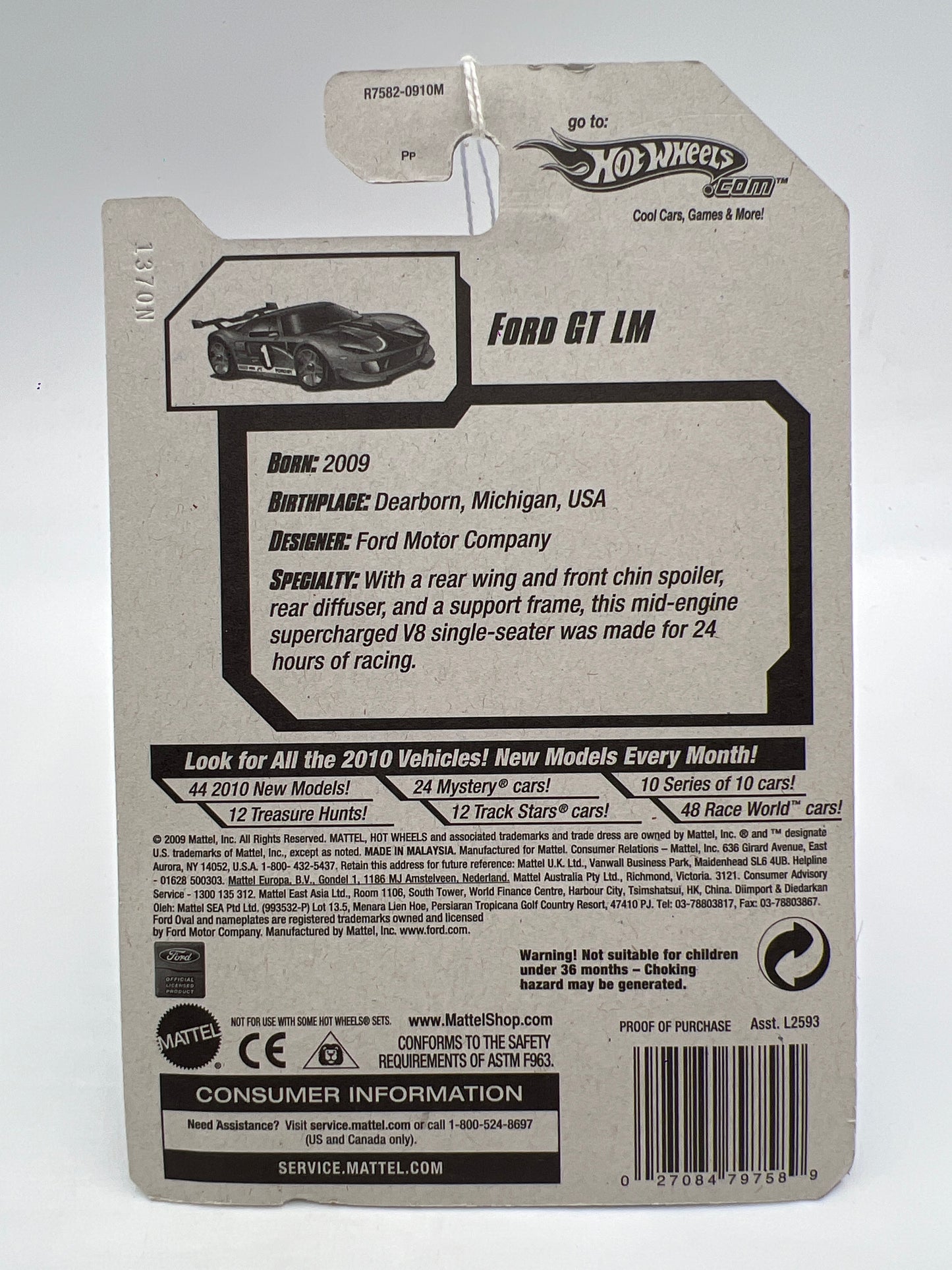 2010 Hot Wheels Racing #157 Ford GT LM Green 27C