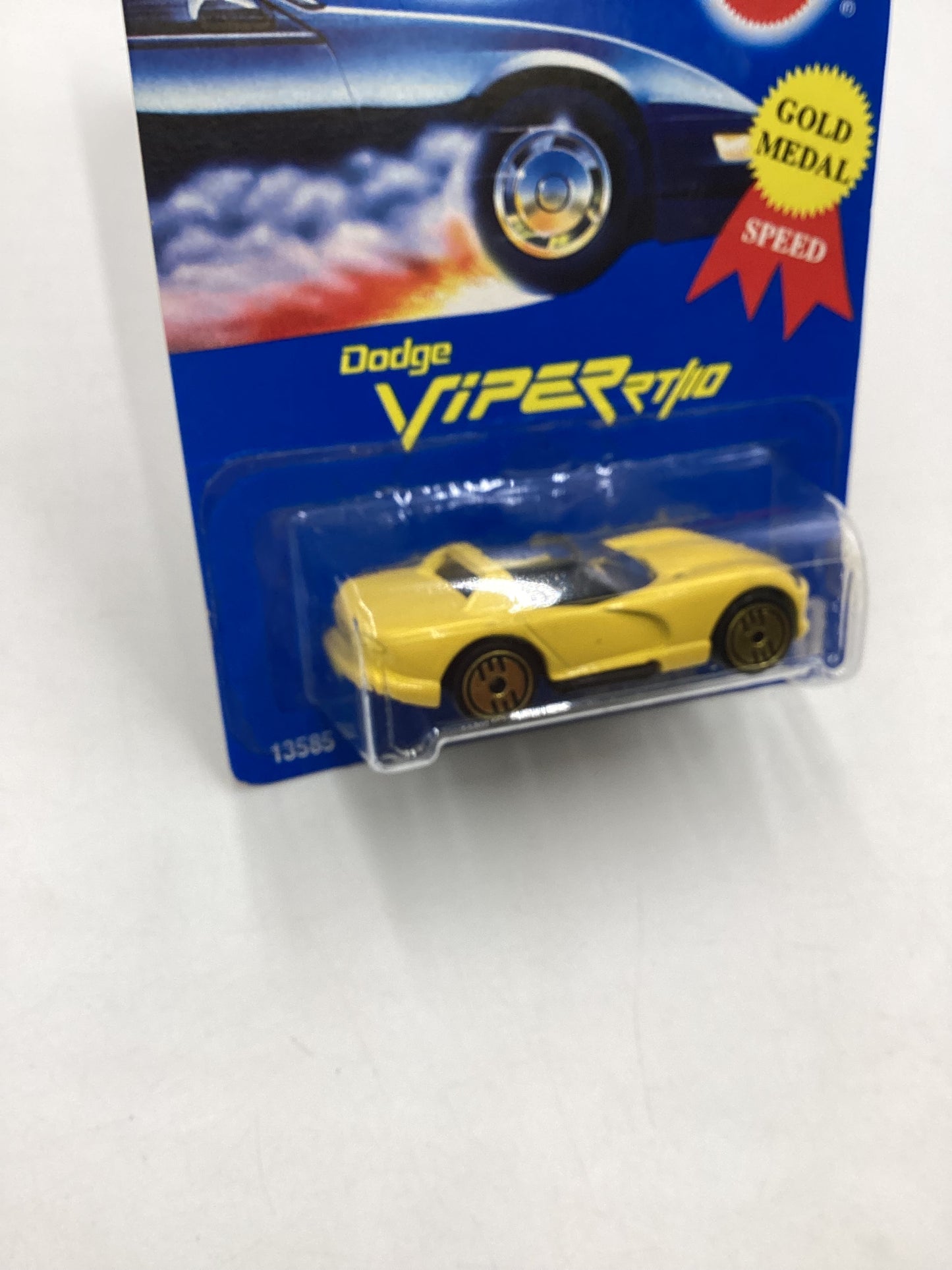 Hot Wheels Blue Card Collector No. 210 Dodge Viper R/T 10 Yellow UH Gold Wheels 240D