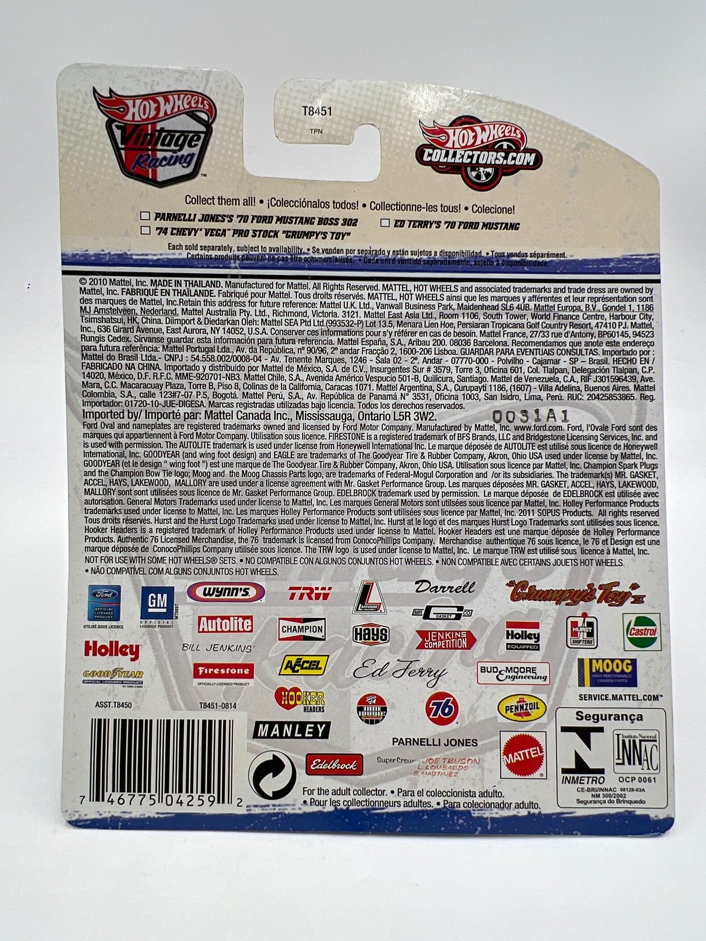 Hot Wheels Premium Vintage Racing #10 Parnelli Jones 70 Ford Mustang Boss 302 Yellow W/Protector