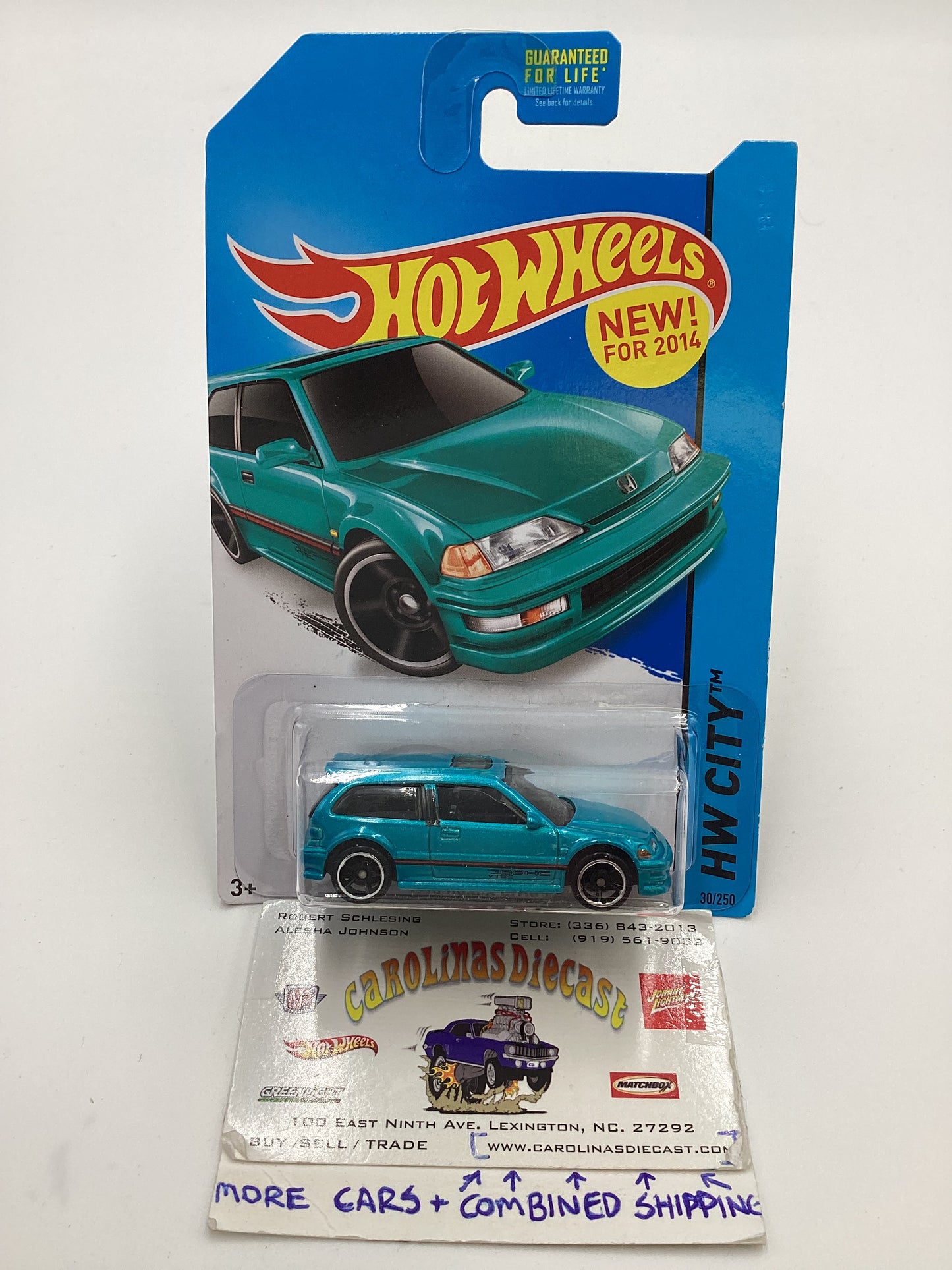 2014 Hot Wheels #30 1990 Honda Civic EF Teal W/Protector