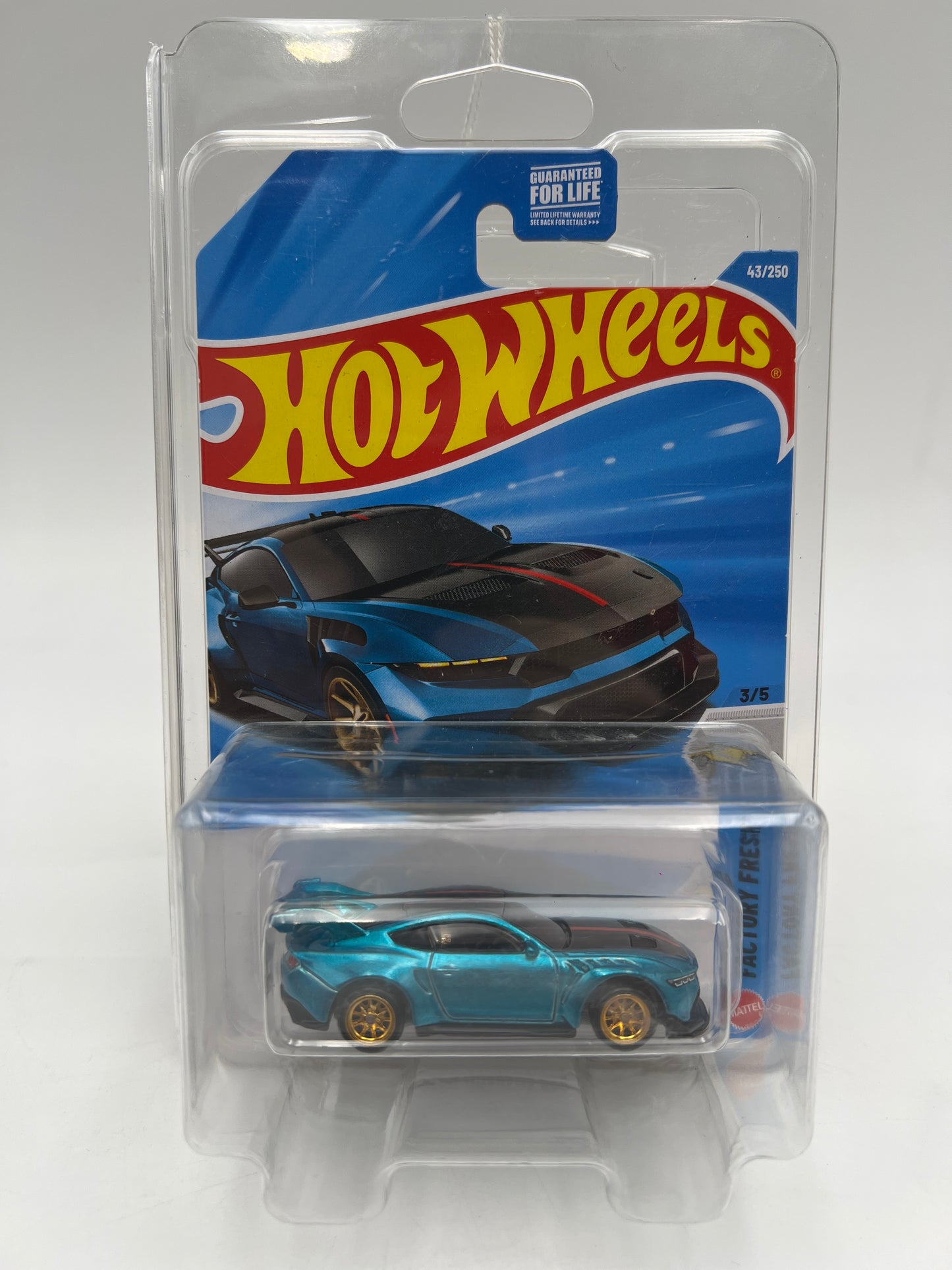 2026 Hot Wheels Super Treasure Hunt #43 Ford Mustang GTD Blue W/Protector Cracked Blister