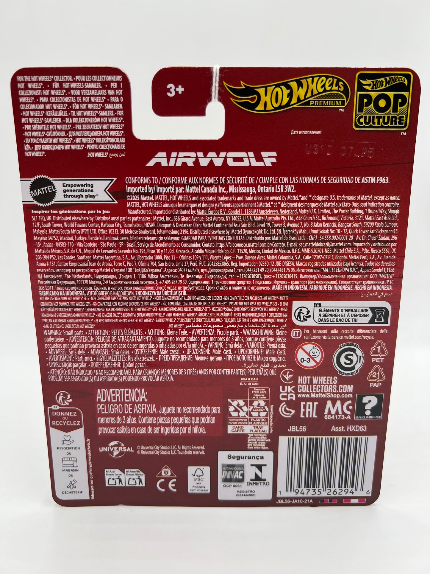 2025 Hot Wheels Premium Pop Culture Airwolf Helicopter 268A