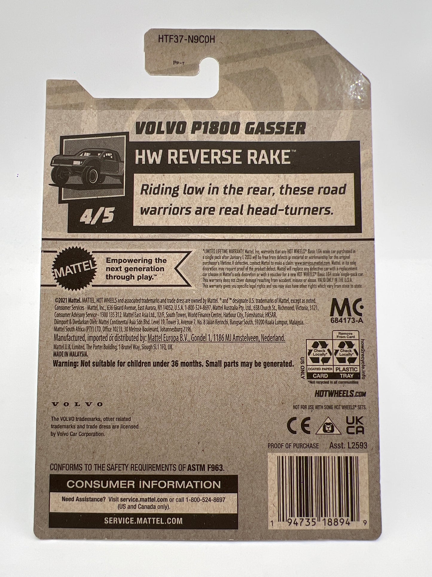 2024 Hot Wheels Super Treasure Hunt #153 Volvo P1800 Gasser Blue W/Protector