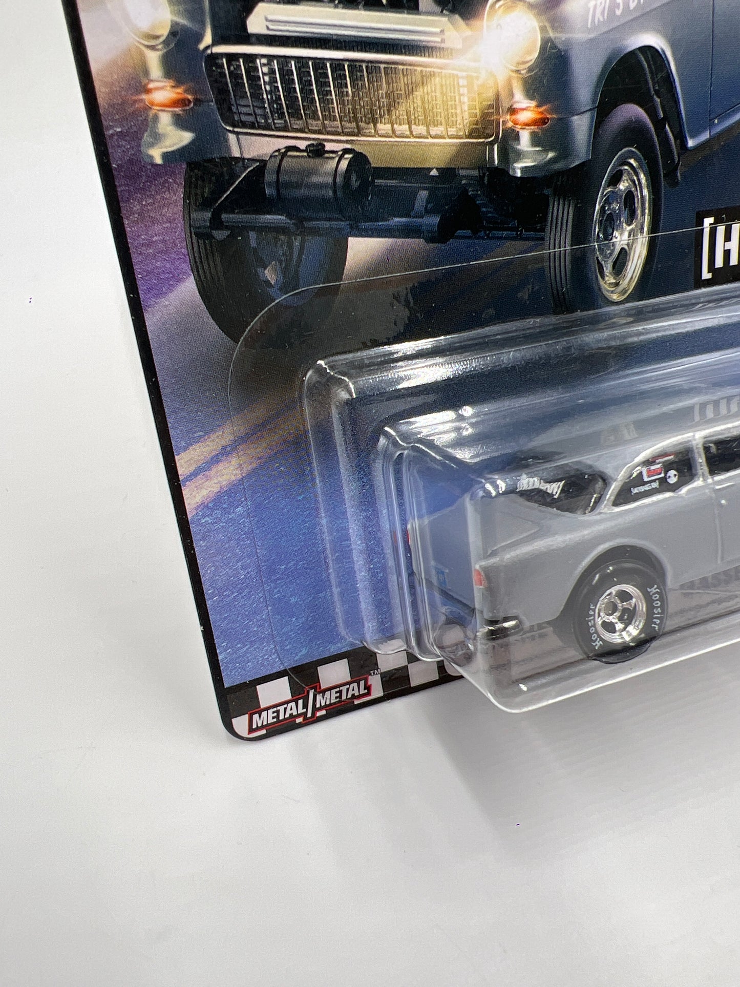 Hot Wheels Premium Boulevard #11 55 Chevy Bel Air Gasser Primer Gray W/Protector