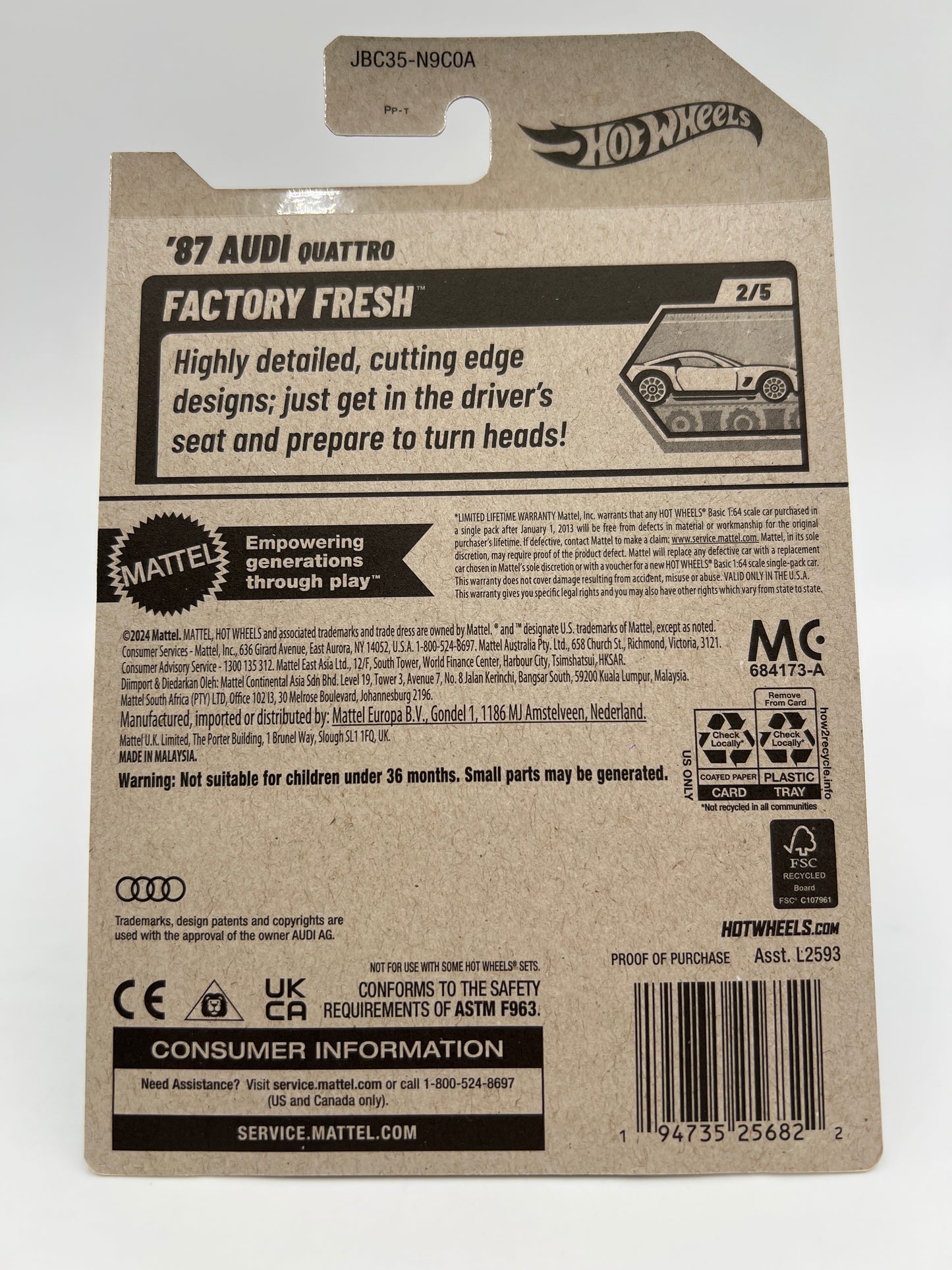 2025 Hot Wheels A Case Super Treasure Hunt #16 87 Audi Quattro Green W/Protector