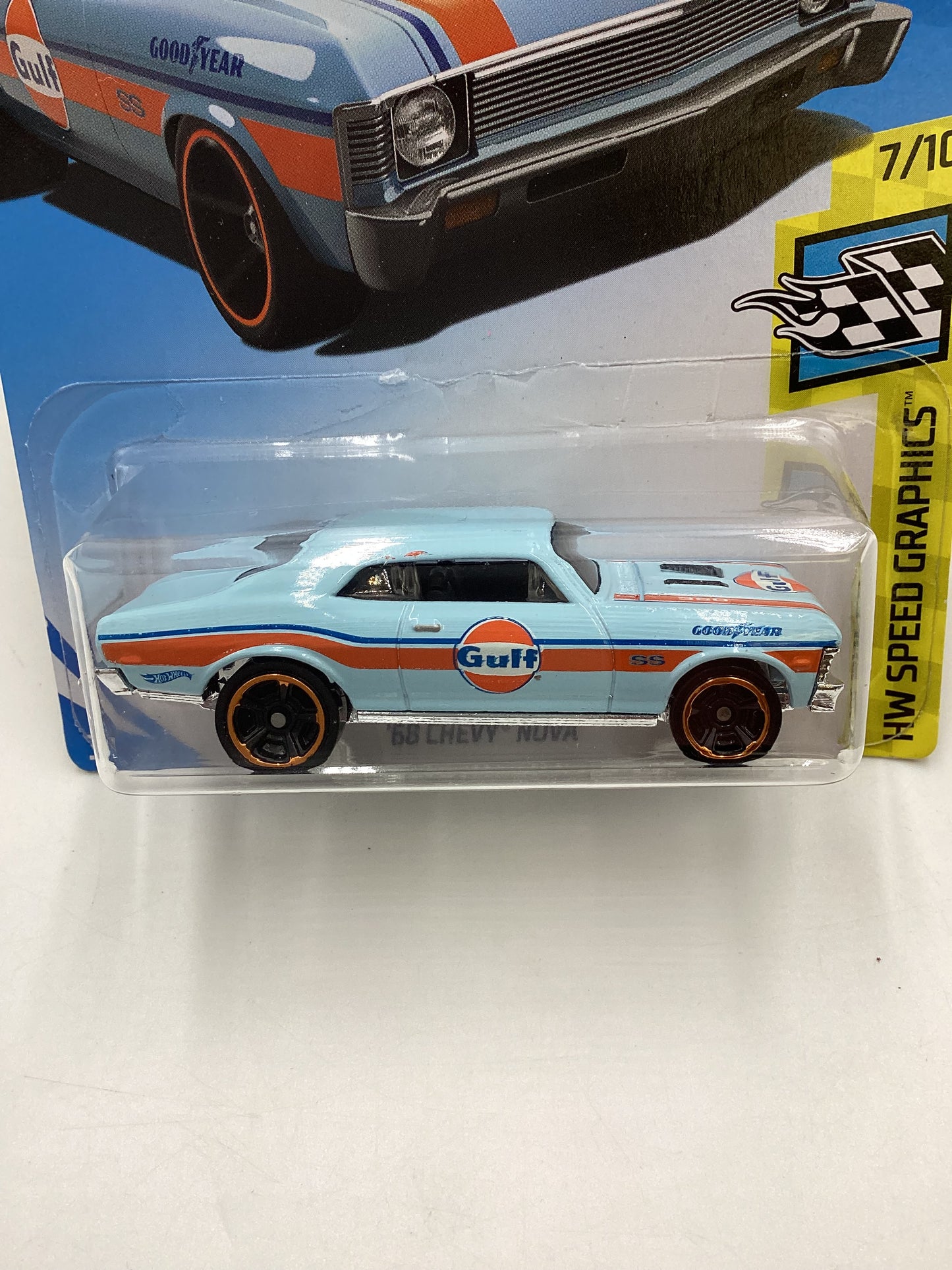 2019 Hot Wheels #67 Speed Graphics 68 Chevy Nova  gulf 17E