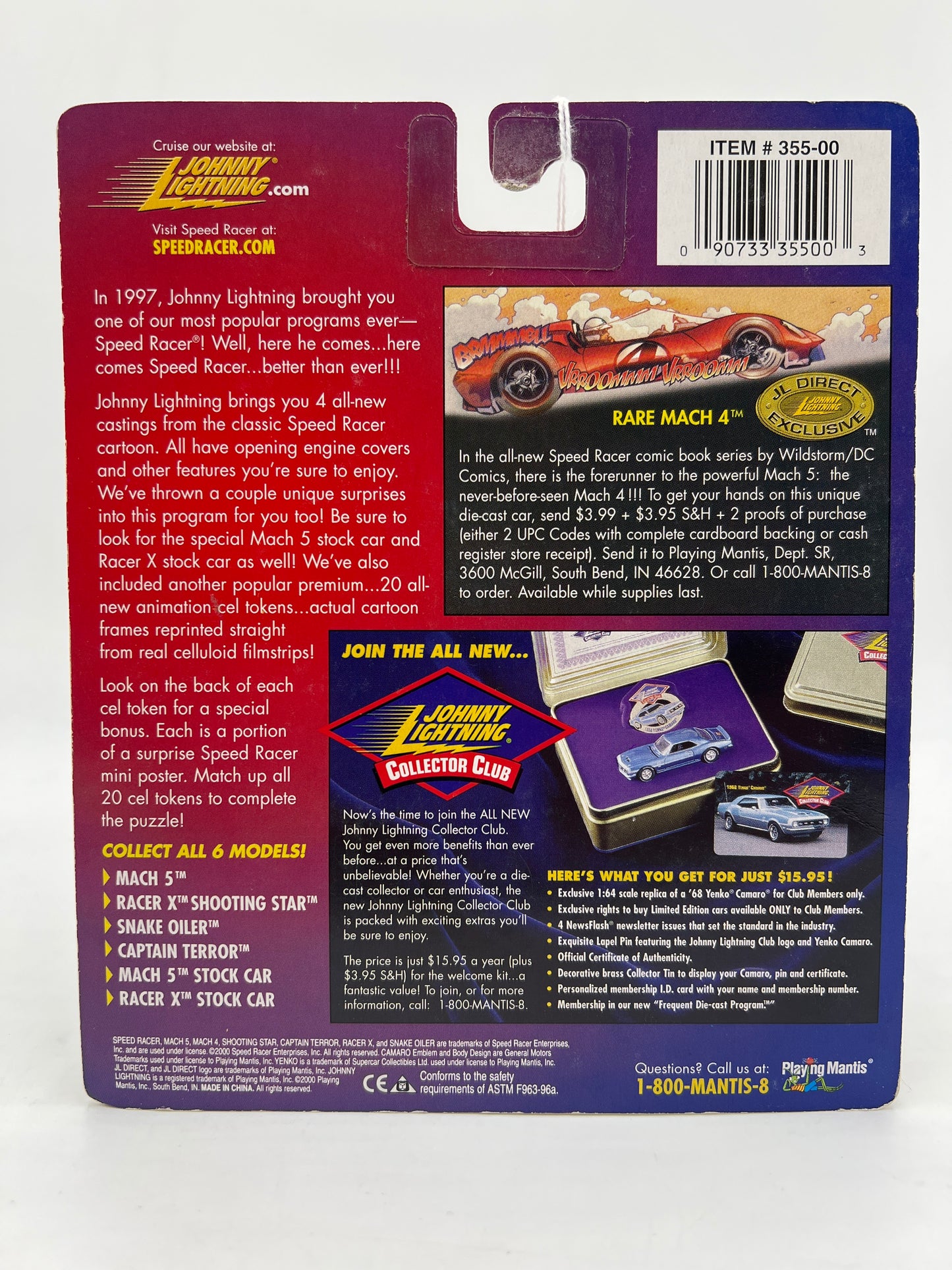 Johnny Lightning White Lightning Chase Speed Racer 2000 CEL #10 Mach 5 Stock Car White