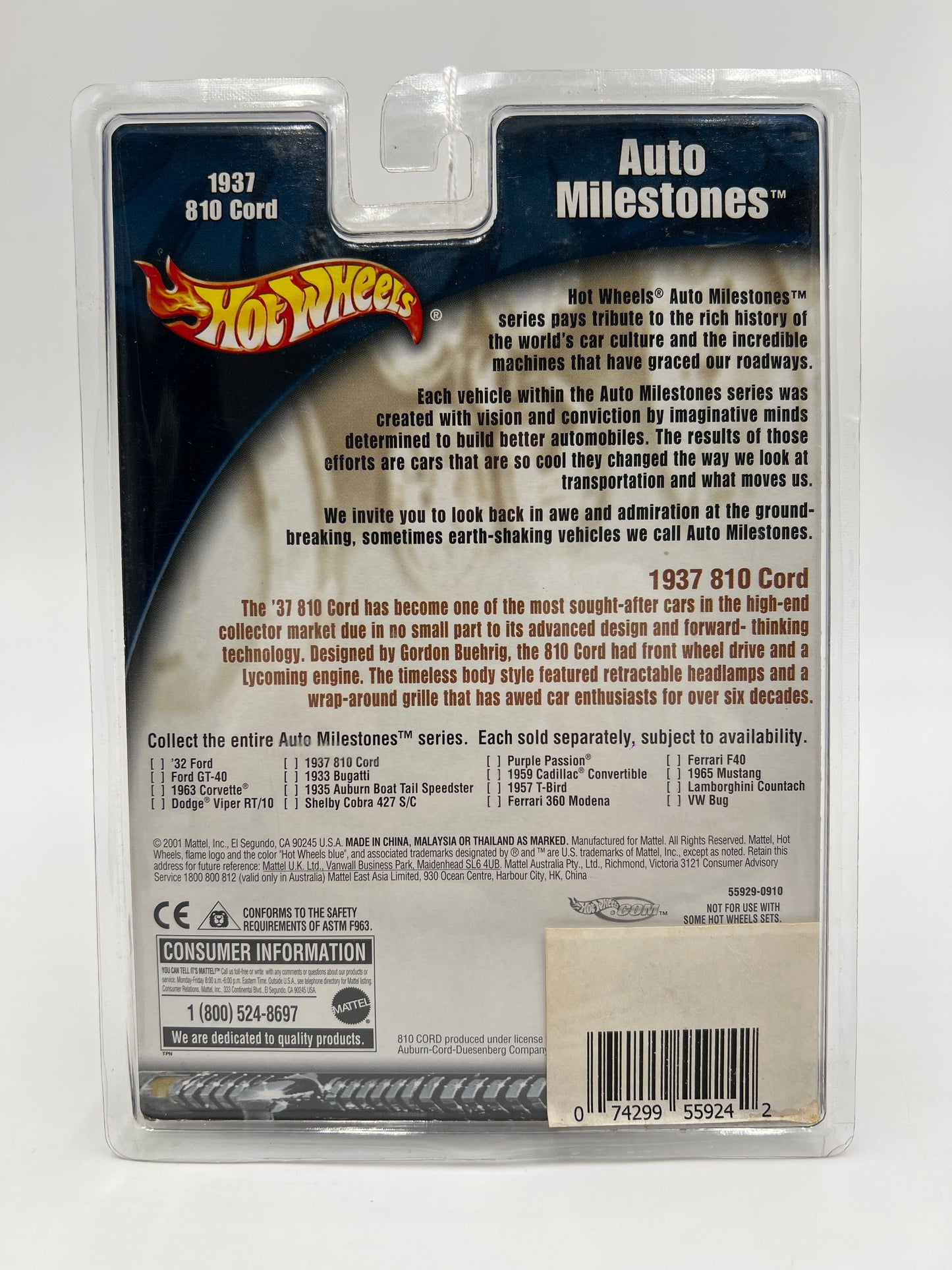 2002 Hot Wheels Auto Milestones 1937 810 Cord Red SR