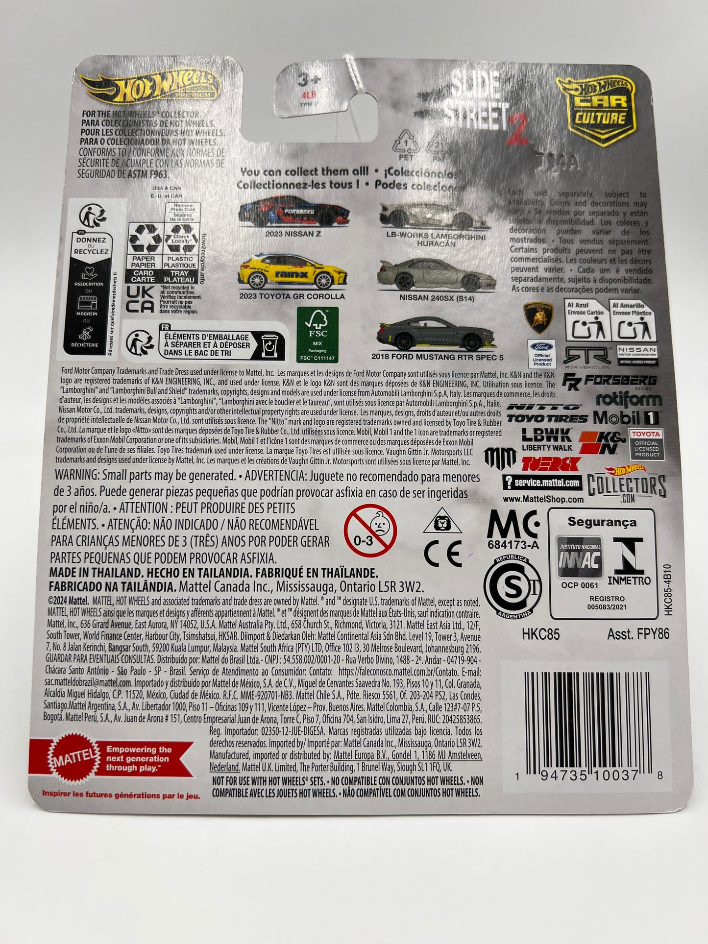 2024 Hot Wheels Car Culture Slide Street 2 #5 2018 Ford Mustang RTR Spec 5 Gray 242E