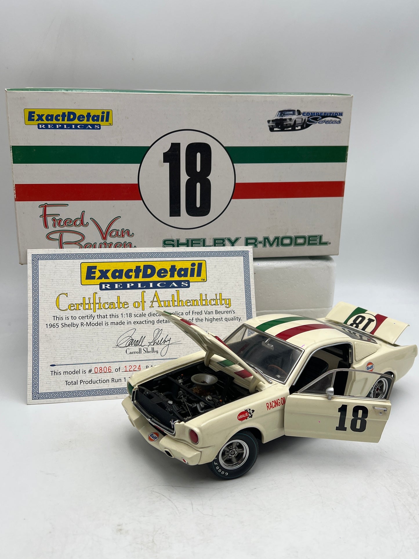 Exact Detail Replicas 1:18 Scale #806/1224 1965 Shelby Mustang R-Code Fred Van Beuren W/Box