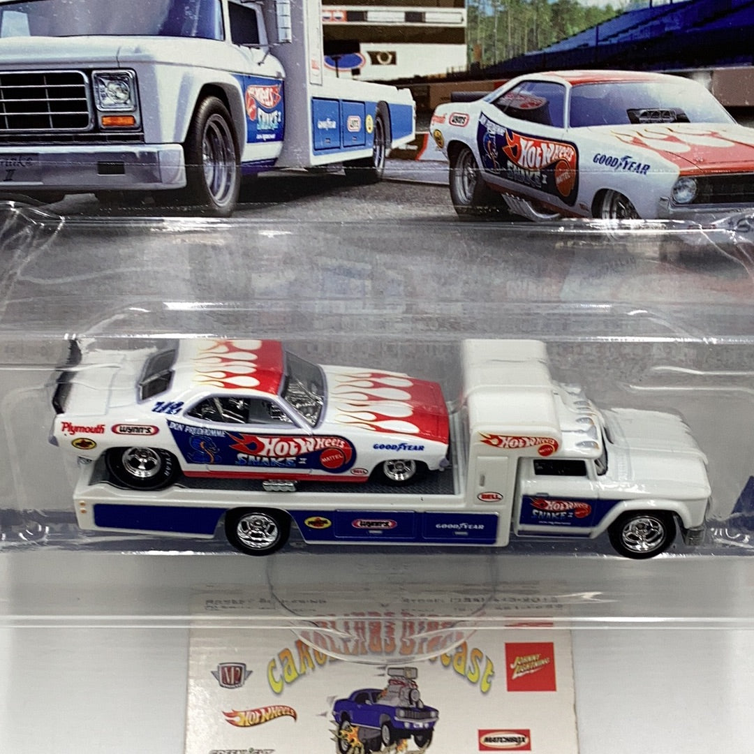 HOT WHEELS TEAM Transport 72 Plymouth Cuda Snake II Funny Car and Retro Rig #46 279D