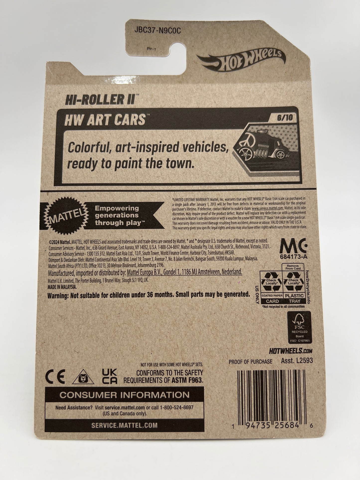 2025 Hot Wheels C Case Super Treasure Hunt #61 Hi-Roller II Black/White W/Protector