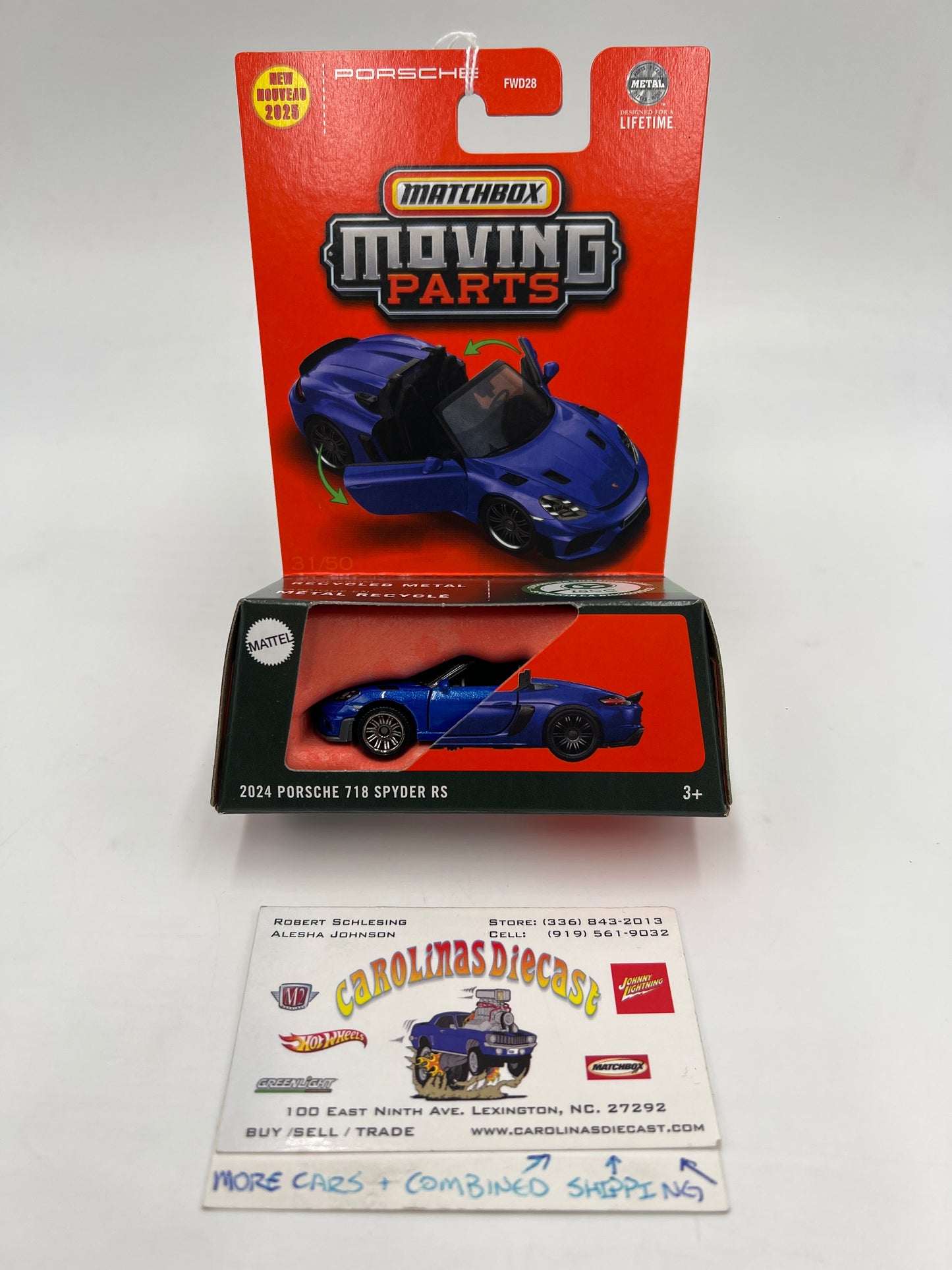 2025 Matchbox Moving Parts #31 2024 Porsche 718 Spyder RS Blue 167K
