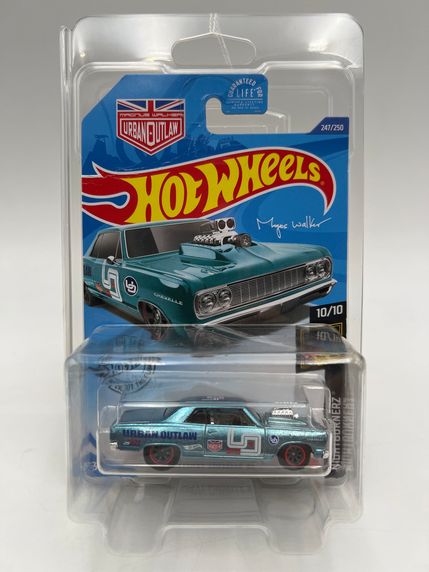 2020 Hot Wheels Super Treasure Hunt #247 64 Chevy Chevelle SS Light Blue W/Protector Bad Card