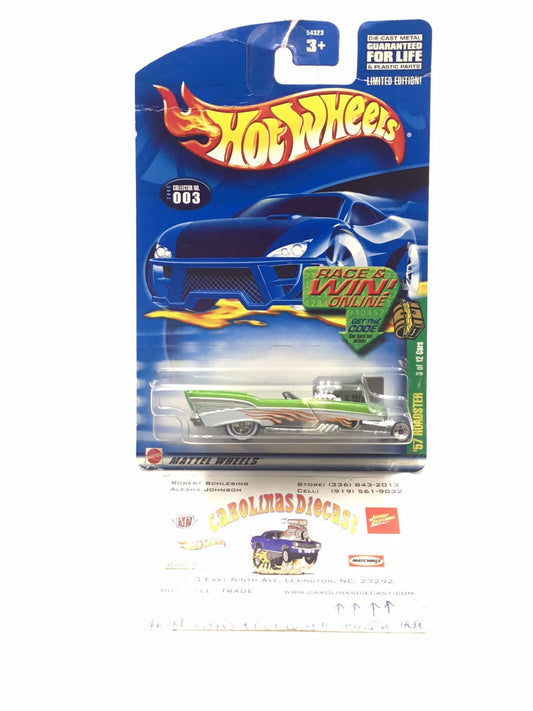 2002 Hot Wheels Treasure Hunt  #3 57 Roadster rubber tires ( Bad Card) CC8