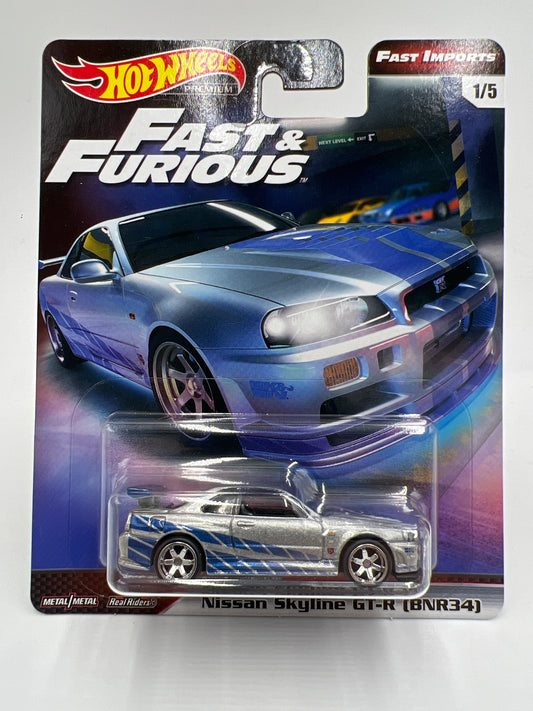Hot Wheels Premium Fast & Furious Fast Imports #1 Nissan Skyline GT-R BNR34 Silver W/Protector