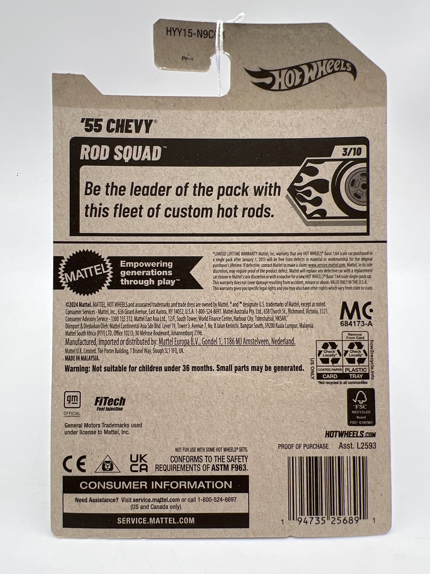 2025 Hot Wheels H Case Walmart Exclusive Zamac #6 Rod Squad #45 55 Chevy 146A