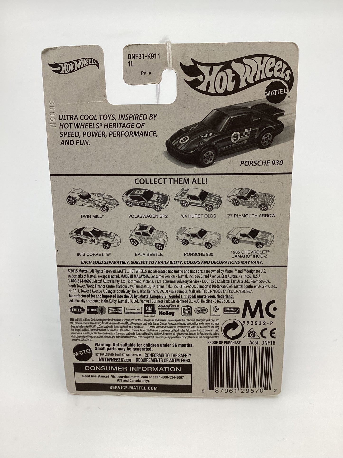 2016 Hot Wheels Target Heritage Retro DNF31 Porsche 930 Black 159D