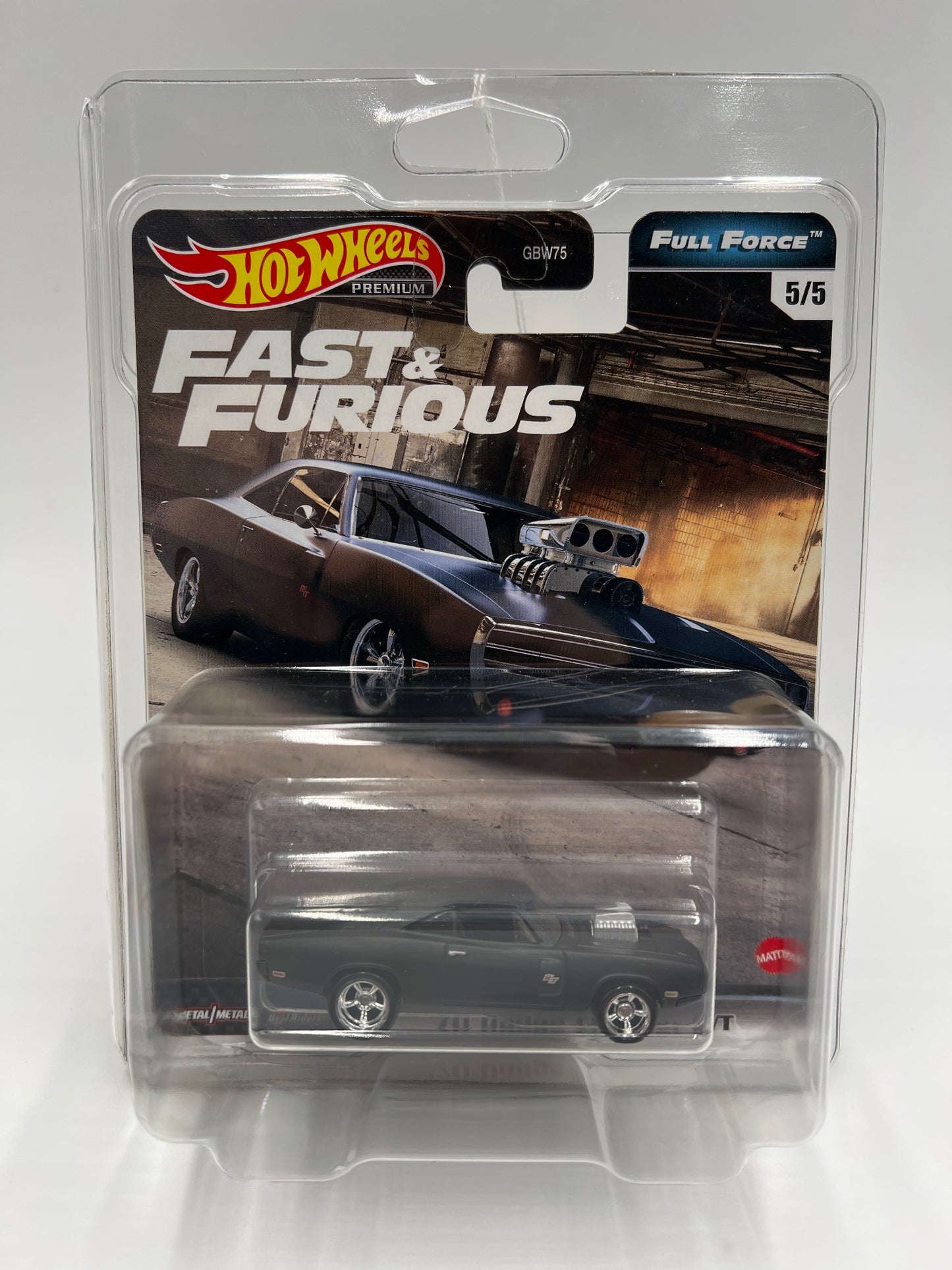 Hot Wheels Premium Fast and Furious Full Force #5 70 Dodge Charger R/T Black W/Protector