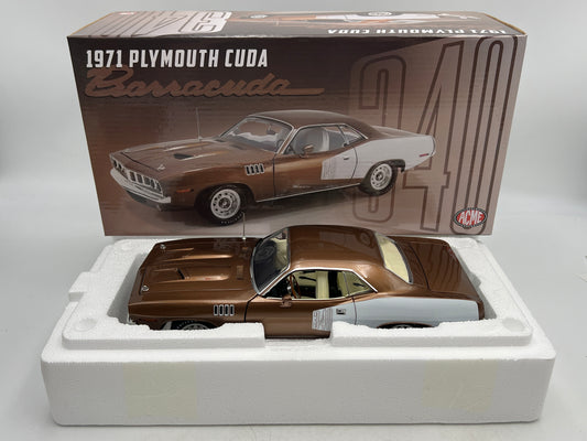 Acme 1:18 Scale #354 Of Only 402 Made 1971 Plymouth Cuda 340 Brown W/Box VHTF