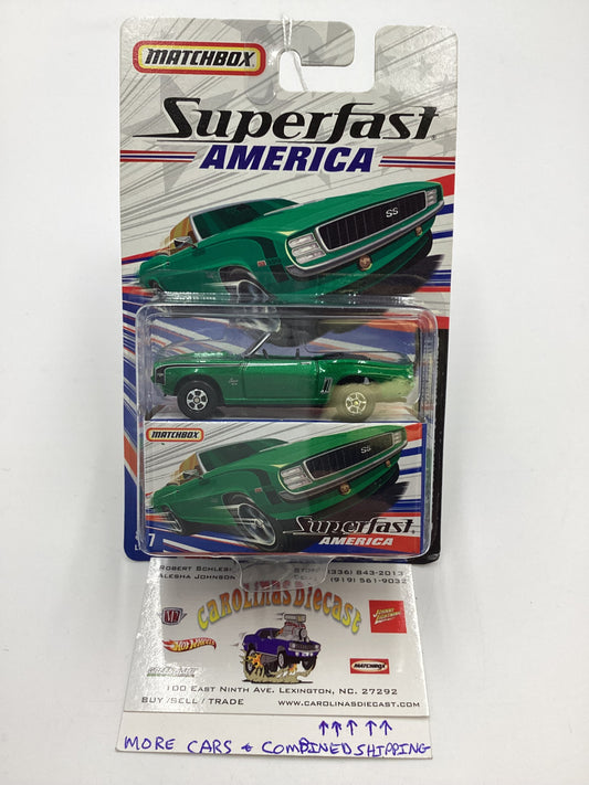 Matchbox Superfast America #7 1969 Chevrolet Camaro SS Convertible Green 173H