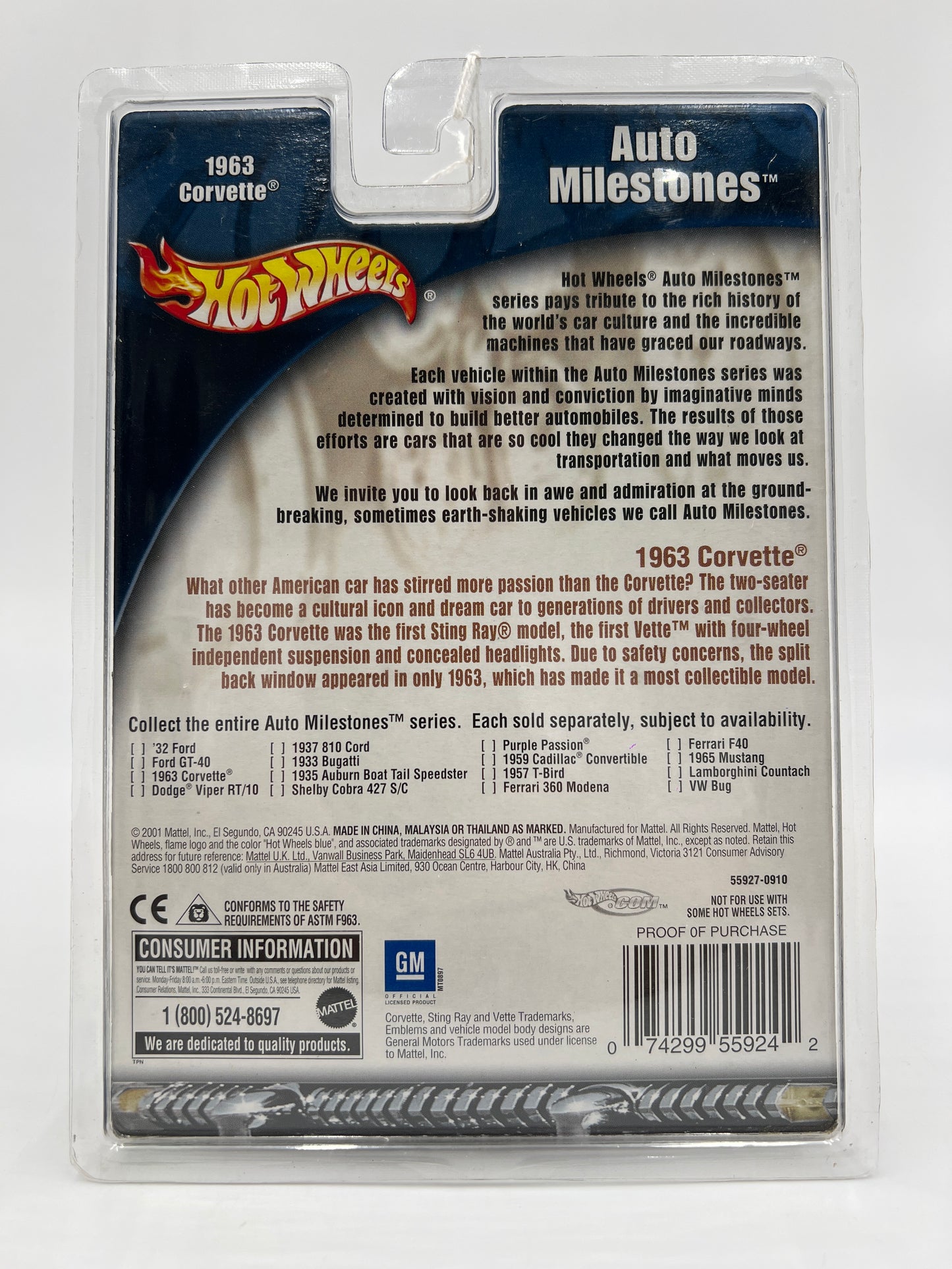 2002 Hot Wheels Auto Milestones 1963 Corvette Red SR