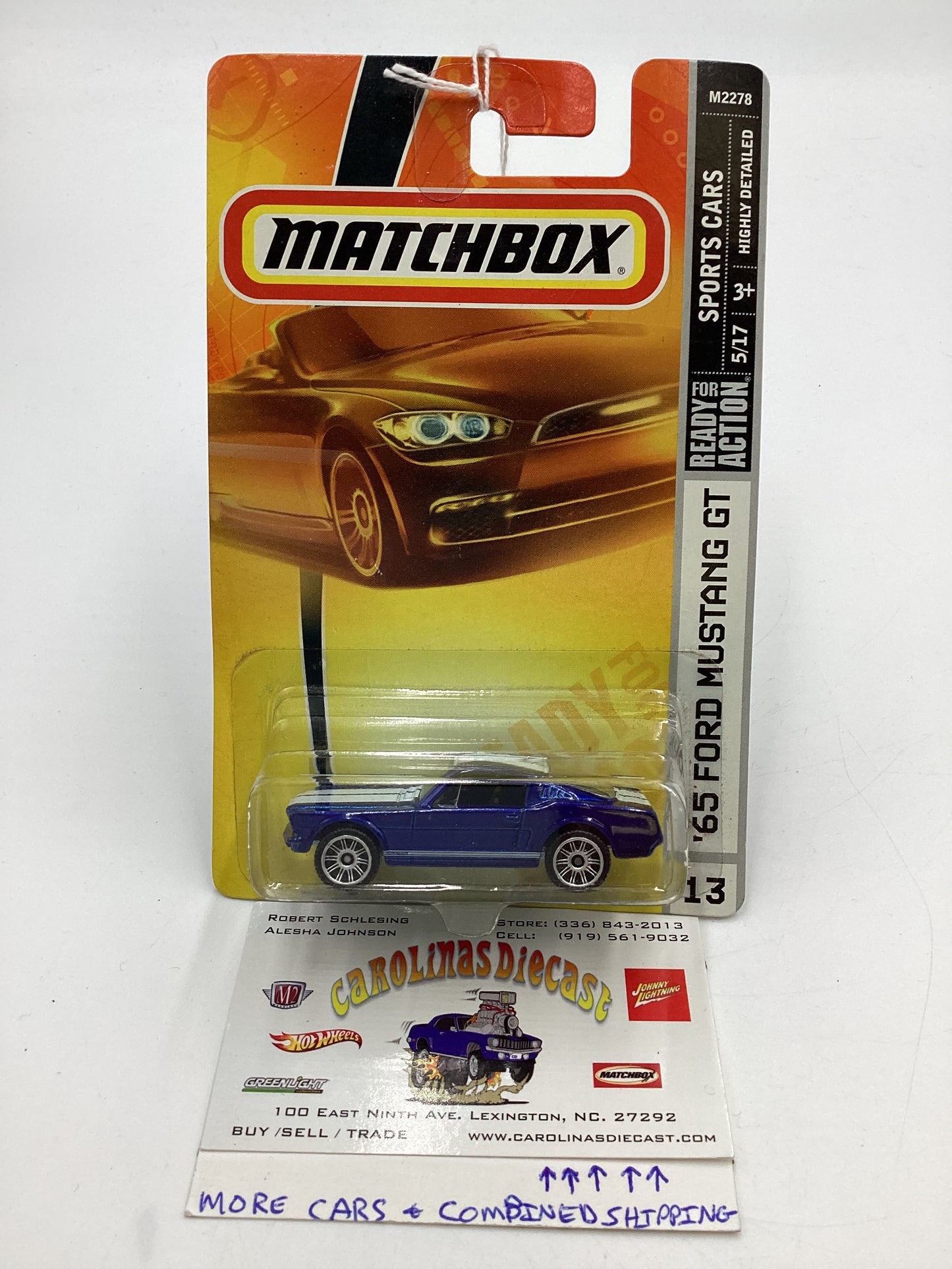 Matchbox Sports Cars #13 65 Ford Mustang Blue 208A