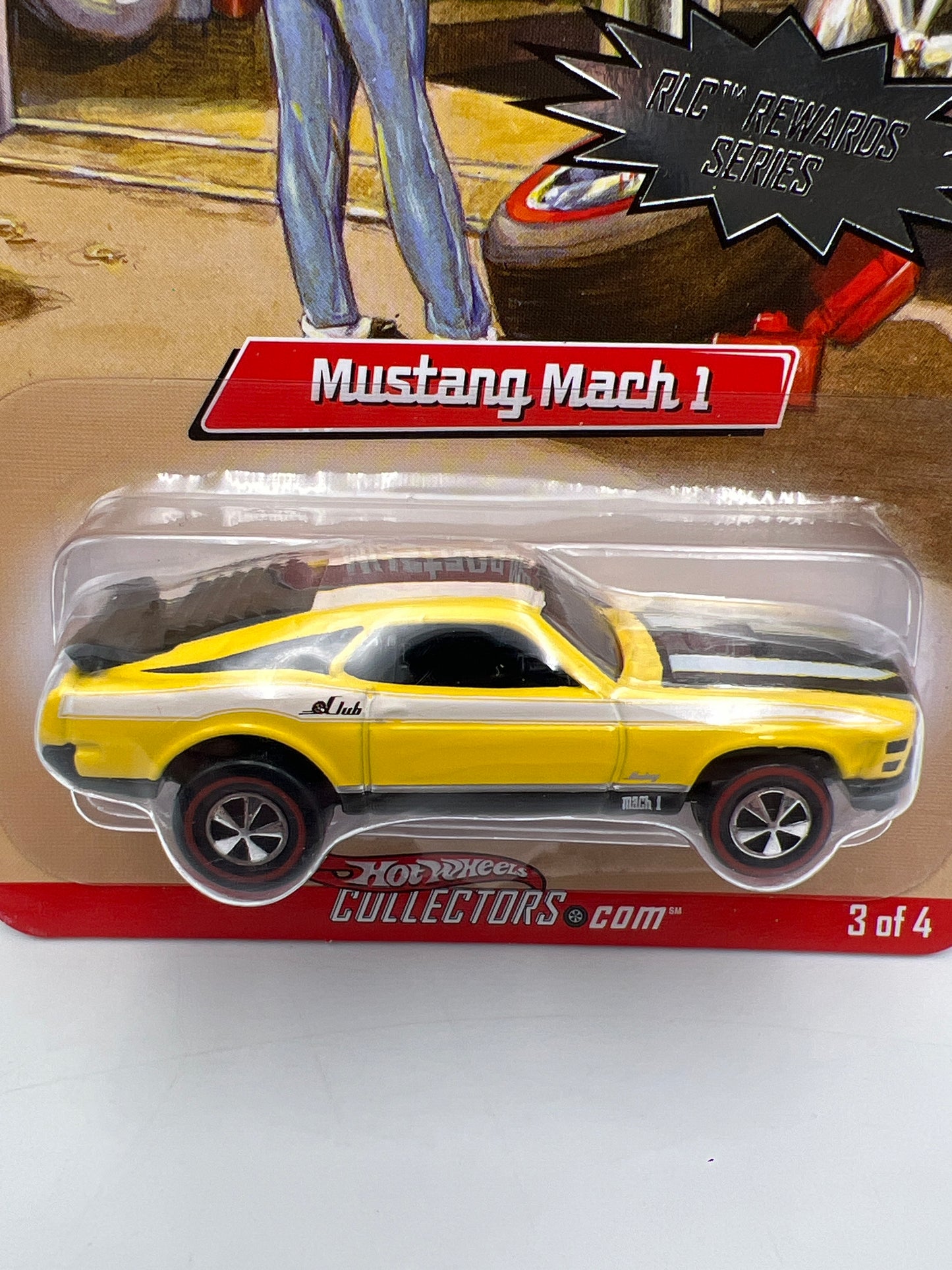 2007 Hot Wheels RLC Rewards Series #3 Mustang Mach 1 Yellow W/Protector