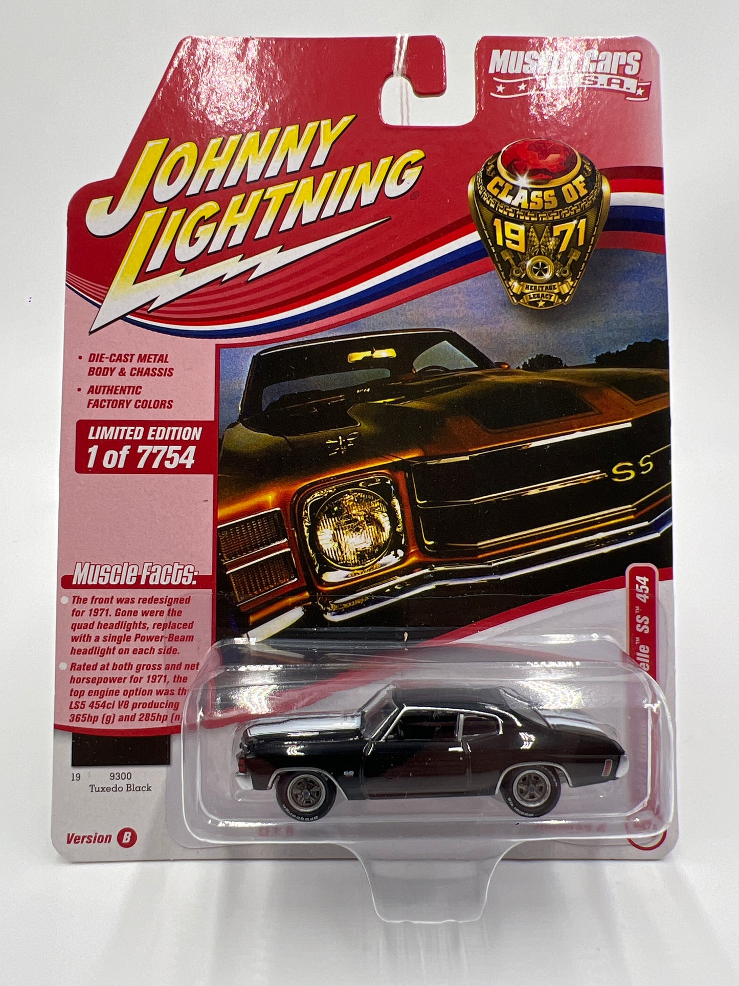 Johnny Lightning Muscle Cars U.S.A Class of 1971 Release 2 Version B 1971 Chevy Chevelle SS 454 Tuxedo Black 229E